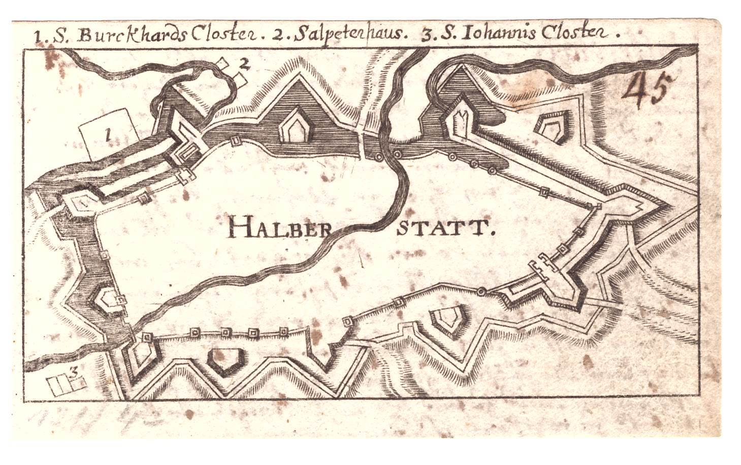 Halberstadt: Plan der Befestigungsanlagen, 1690 (aus: Reiß-Gefert) (Schloß Wernigerode GmbH RR-F)