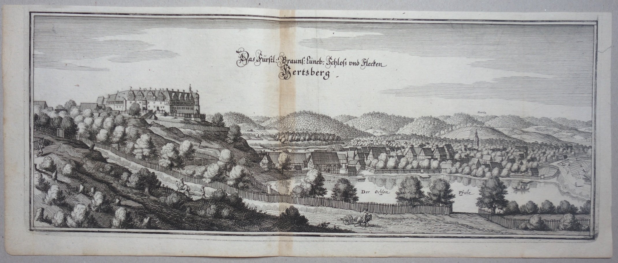 Herzberg am Harz: Schloss und Stadt von Süden, 1564 (aus: Merian (Schloß Wernigerode GmbH RR-F)