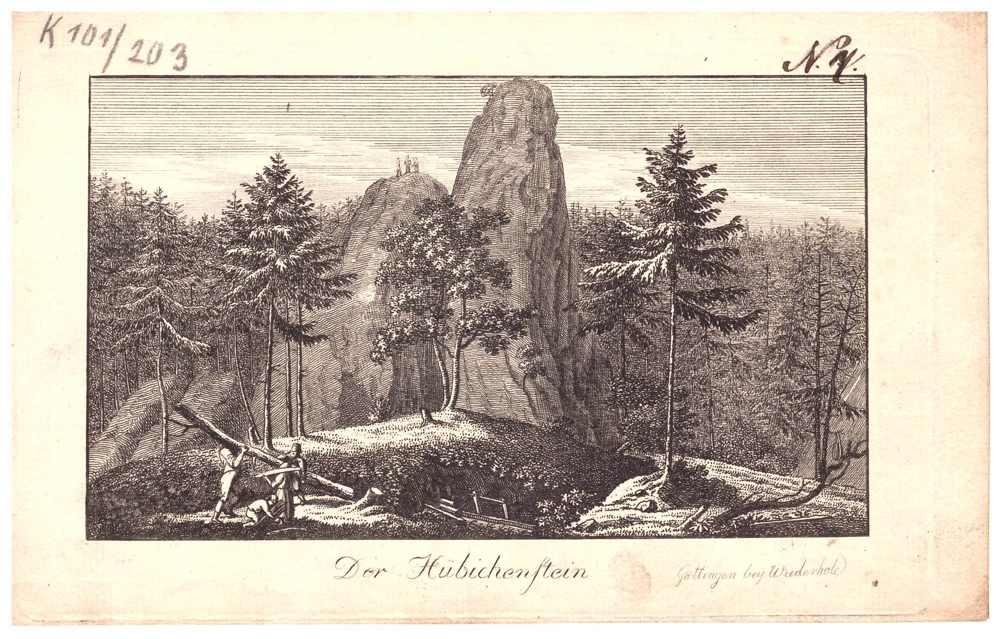 Bad Grund (bei): Hübichenstein, um 1820 (Stammbuchblatt) (Schloß Wernigerode GmbH RR-F)