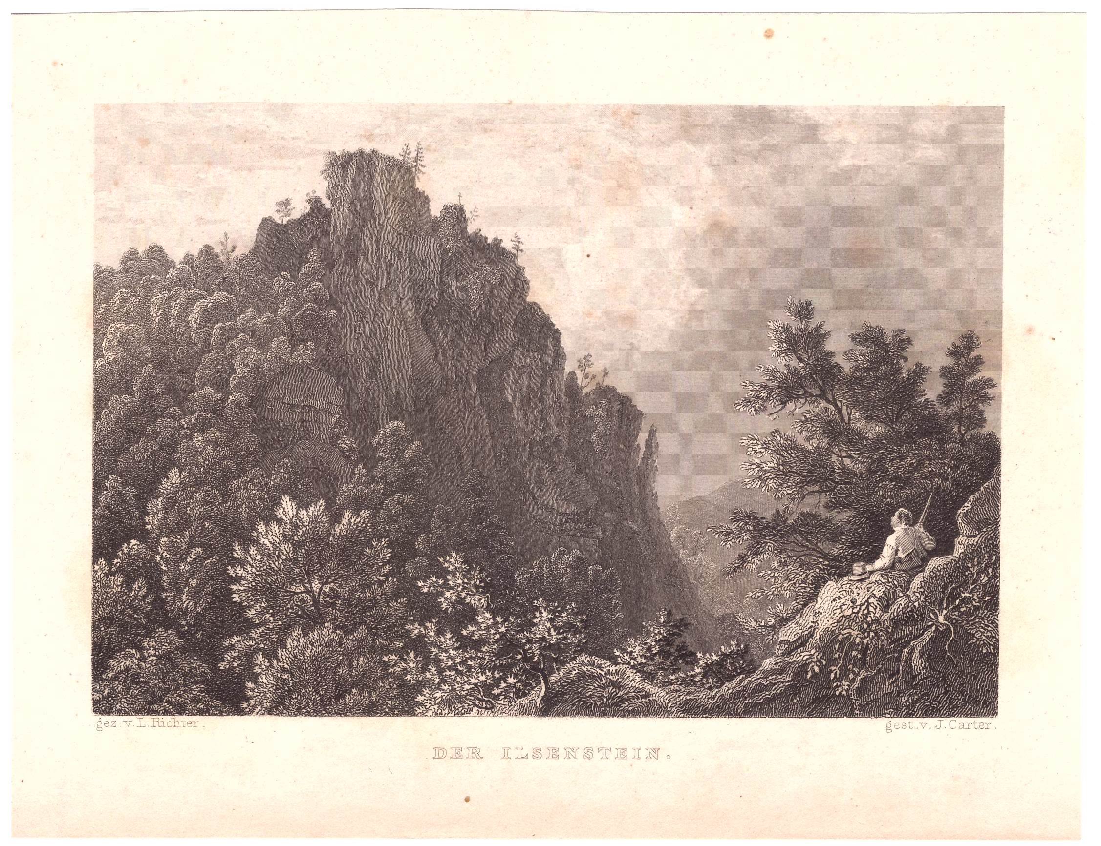 Ilsetal: Ilsestein von Nordosten, 1838 (aus: Wigand "Wanderung durch den Harz") (Schloß Wernigerode GmbH RR-F)