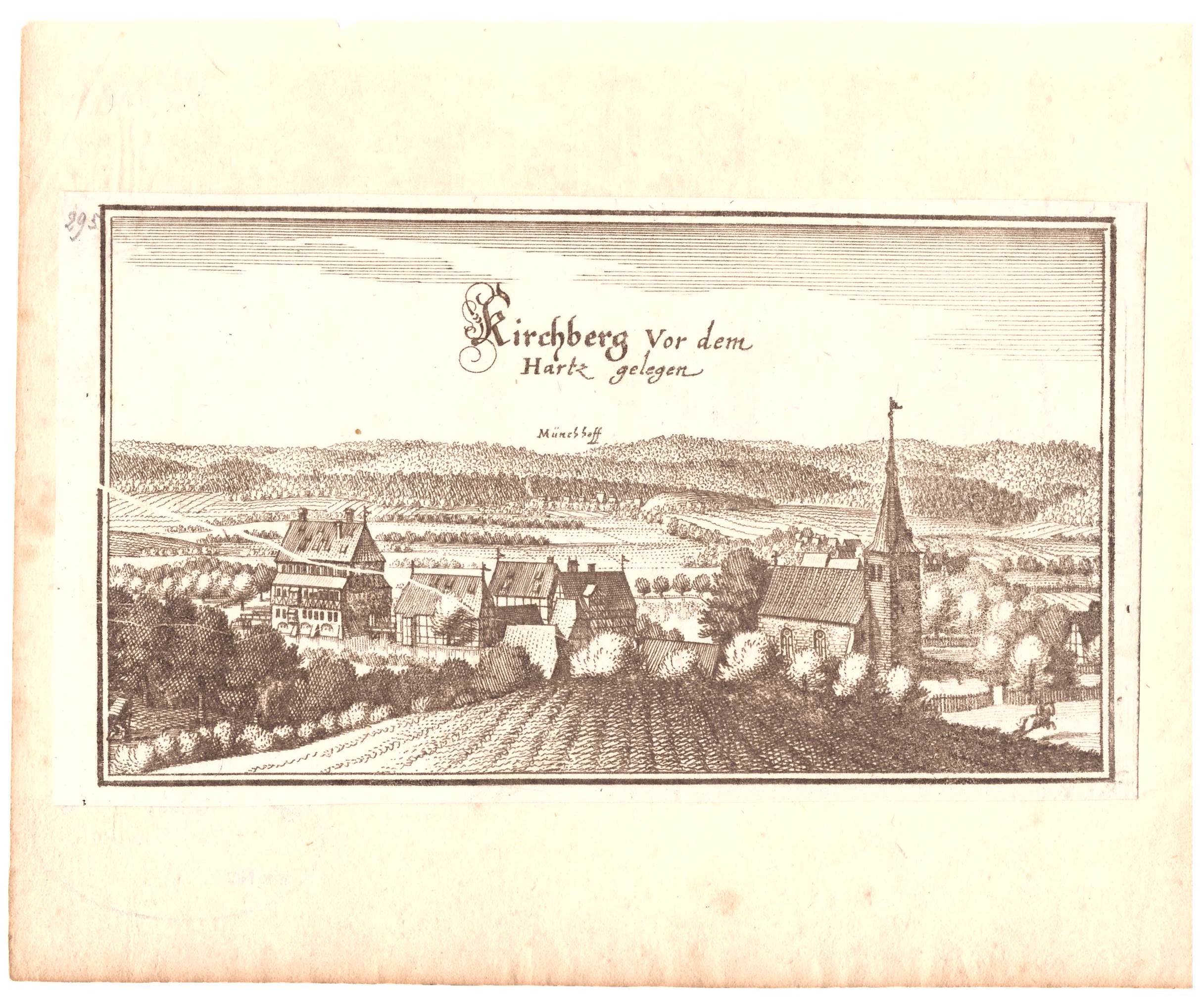 Kirchberg (Seesen): Dorf mit Rittergut , 1564 (aus: Merian "Braunschweig") (Schloß Wernigerode GmbH RR-F)