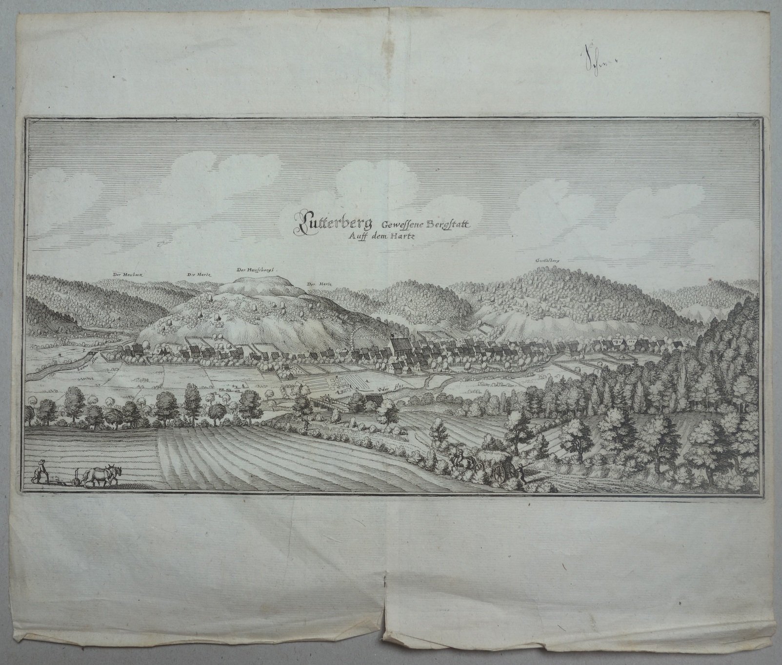 Lauterberg: Stadt und Umgebung von Süden, 1654 (aus: Merian (Schloß Wernigerode GmbH RR-F)