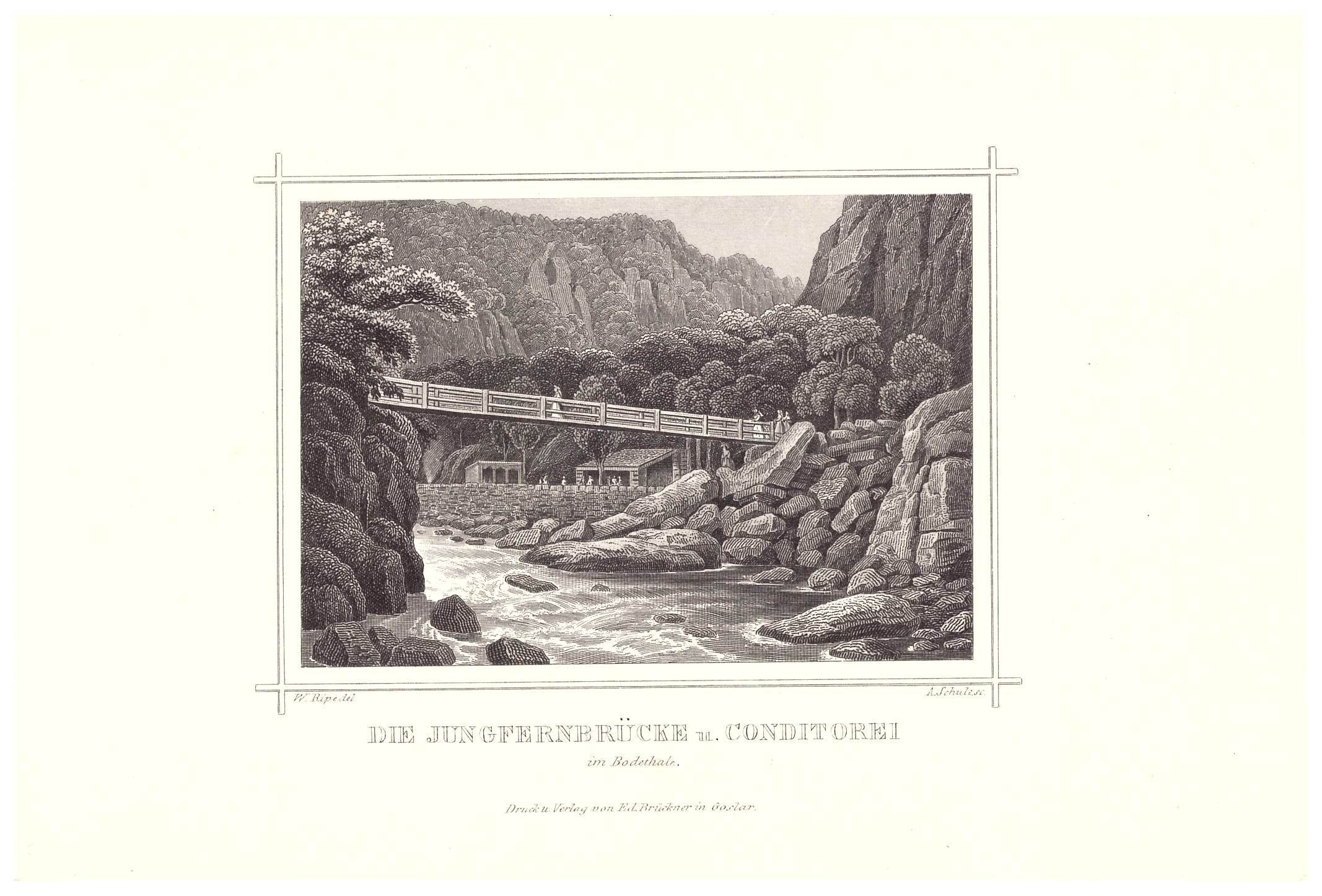 Bodetal: Jungfernbrücke und Konditorei, nach 1863 (aus: Brückner "Bodetal") (Schloß Wernigerode GmbH RR-F)