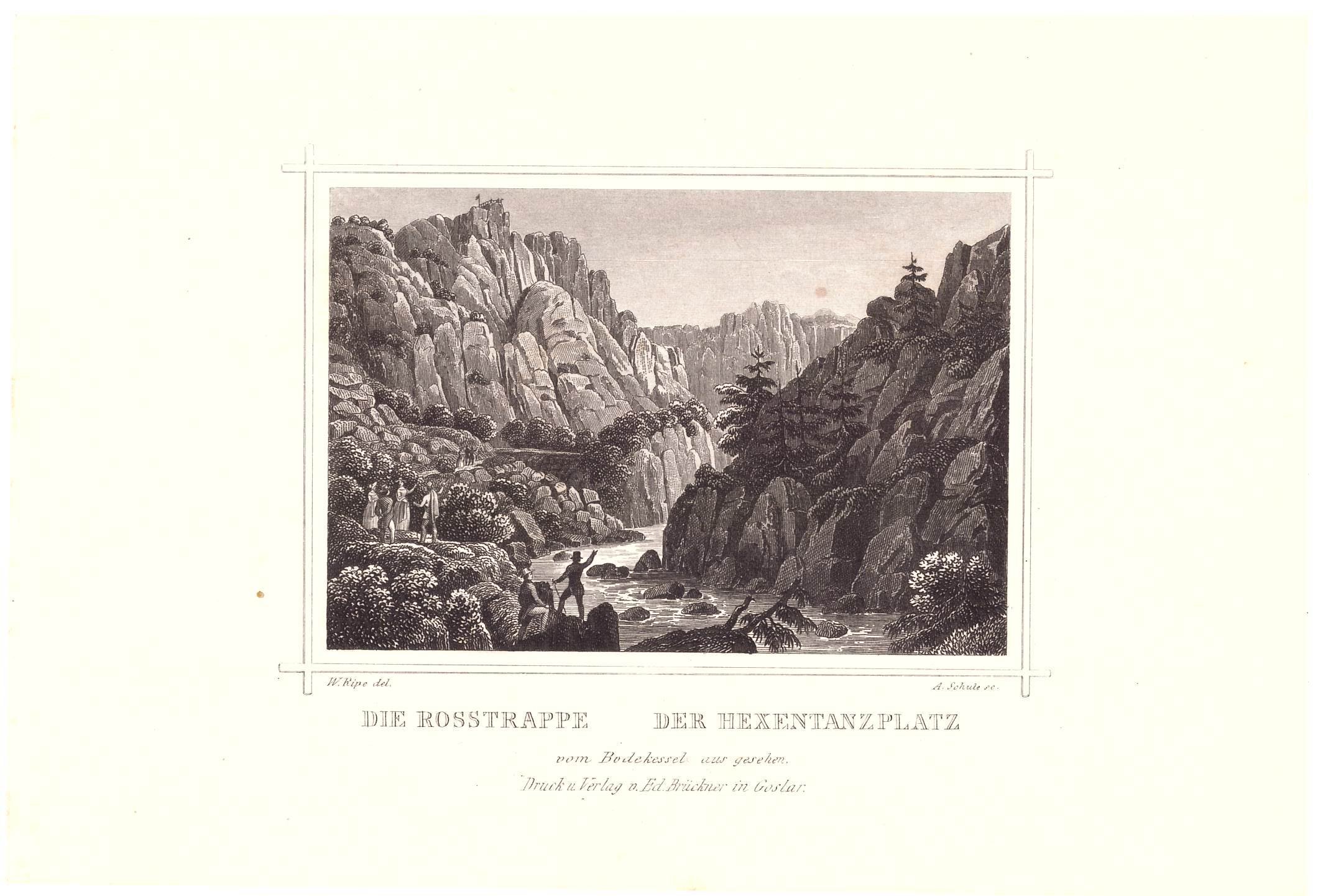 Bodetal: Roßtrappe vom Kessel aus, nach 1863 (aus: Brückner "Bodetal") (Schloß Wernigerode GmbH RR-F)