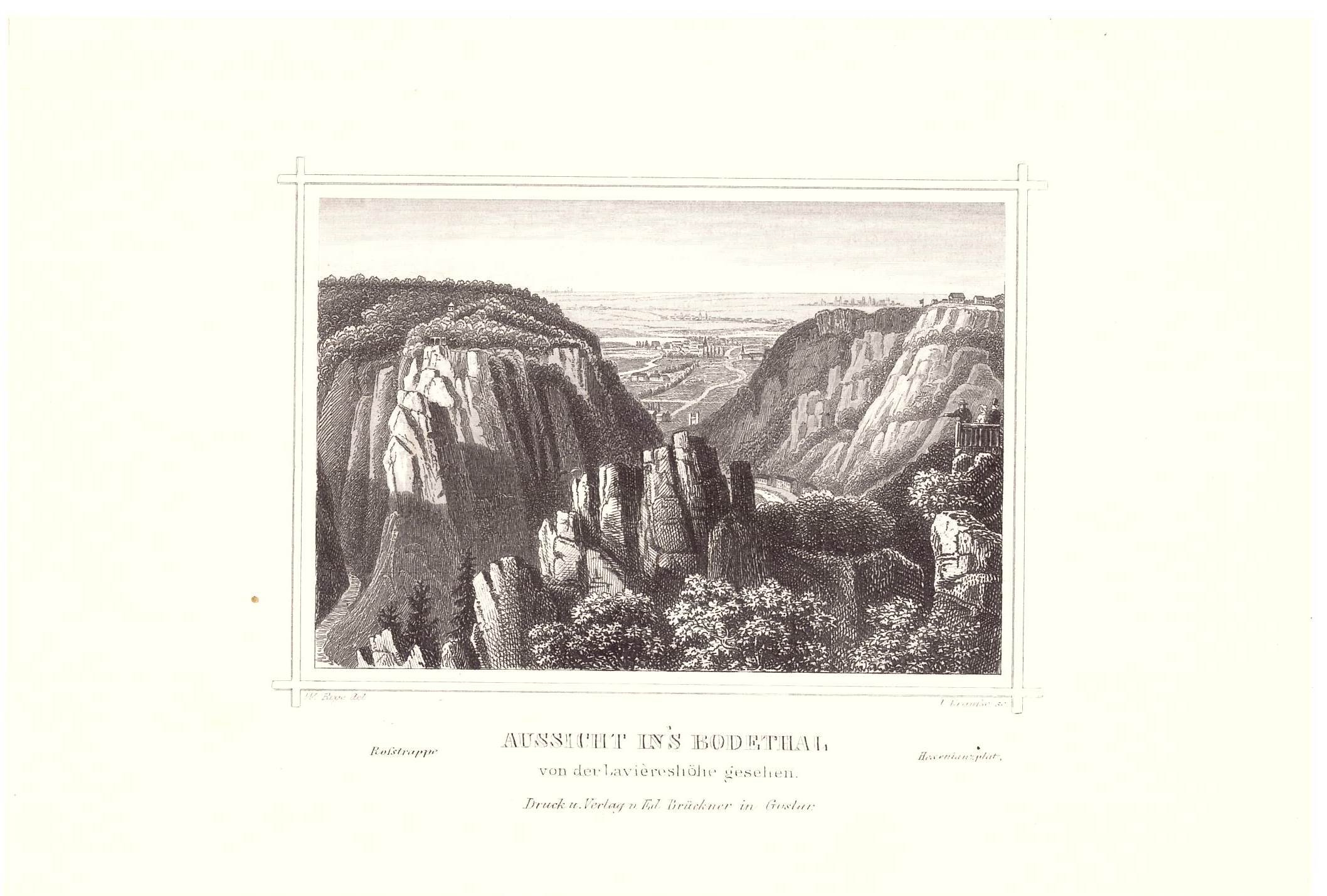 Bodetal: Blick ins Tal von Lavièreshöhe, nach 1863 (aus: Brückner "Bodetal") (Schloß Wernigerode GmbH RR-F)