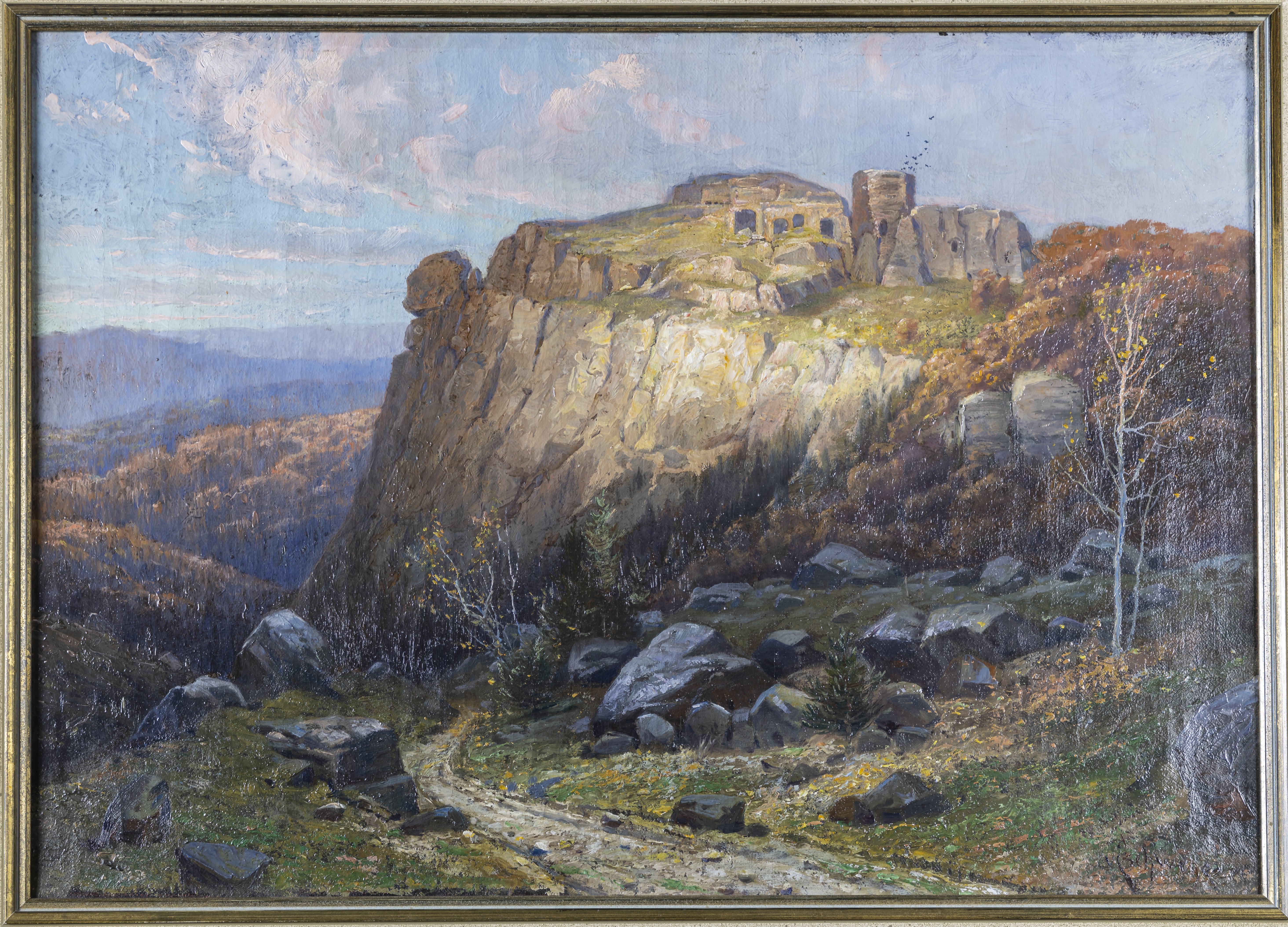 Der Regenstein am Harz in besonderer Beleuchtung, von Elmar von Eschwege, um 1890 (Schloß Wernigerode GmbH RR-F)