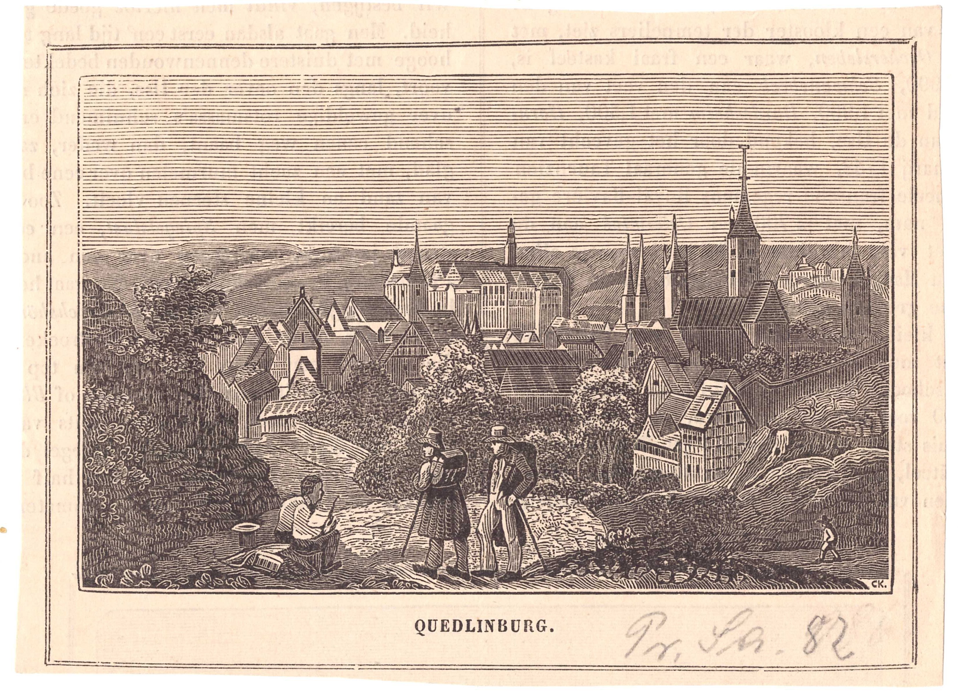 Quedlinburg: Stadt von Nordosten, um 1870 (aus einem niederländischen Harzführer) (Schloß Wernigerode GmbH RR-F)