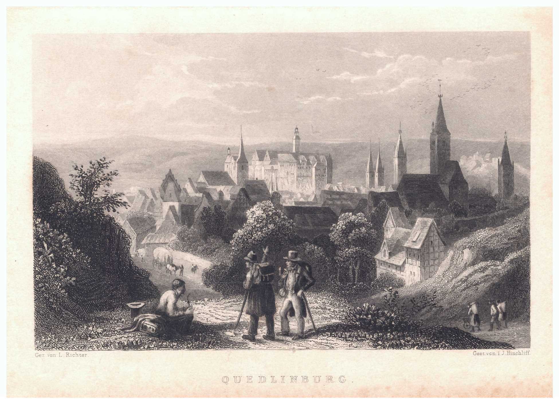 Quedlinburg: Stadt von Nordosten, 1838 (aus: Wigand "Wanderung durch den Harz") (Schloß Wernigerode GmbH RR-F)