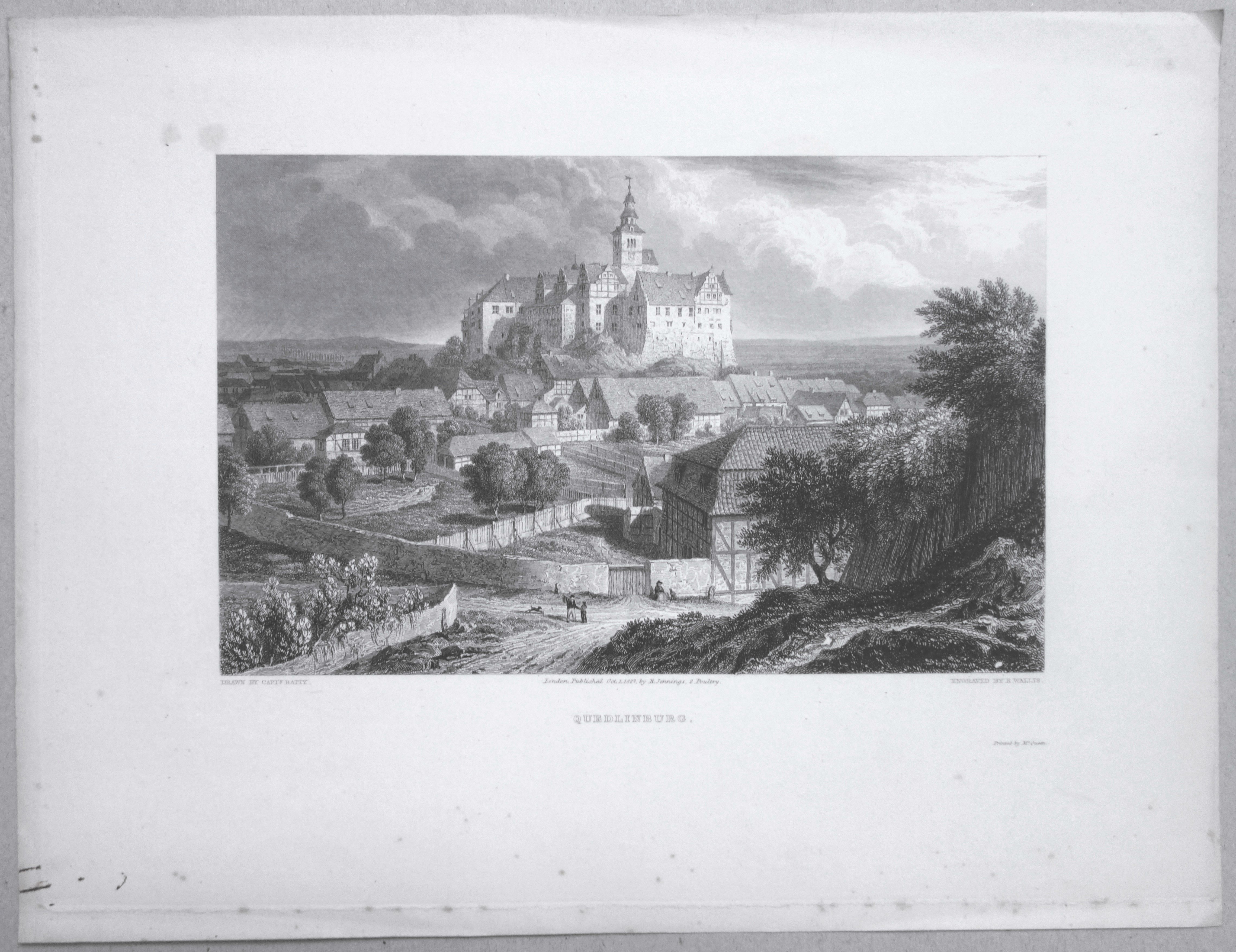Quedlinburg: Schloßberg von Westen, 1827 (aus: Jennings "Scenery") (Schloß Wernigerode GmbH RR-F)