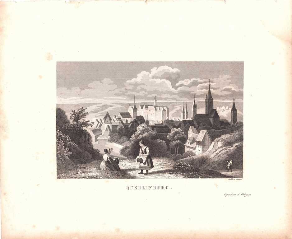Quedlinburg: Stadt von Nordosten, um 1840 (aus: Borussia Hübenthal? (Schloß Wernigerode GmbH RR-F)