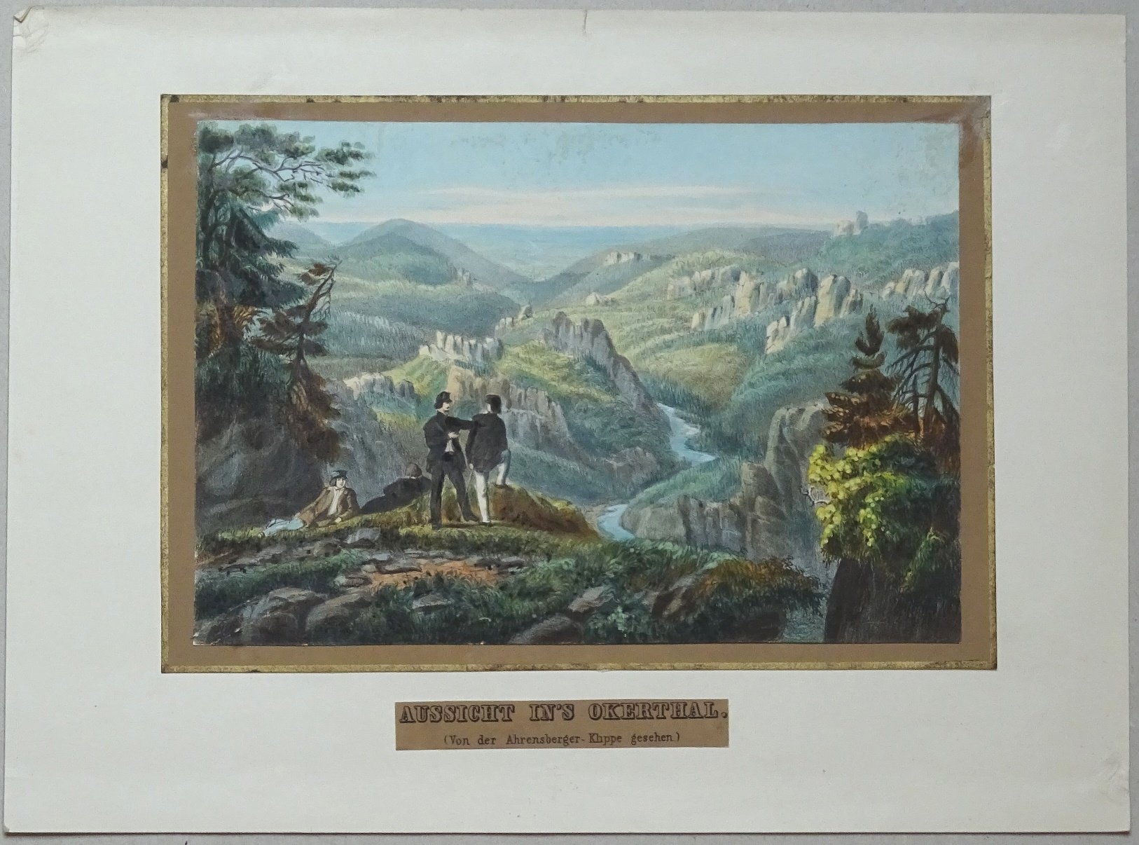 Okertal: Aussicht von den Ahrensberger Klippen über das Tal nach Norden, 1833 (aus: Schroeder "Der Harz") (Schloß Wernigerode GmbH RR-F)