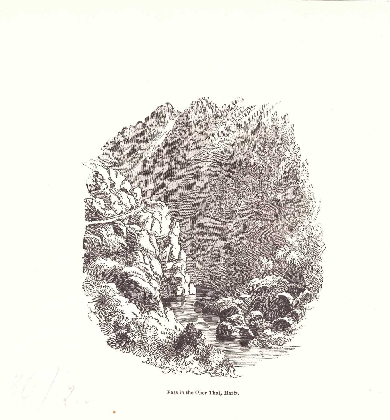 Okertal: Granitklippe am Ufer, 1829 (aus: Jennings "Scenery") (Schloß Wernigerode GmbH RR-F)