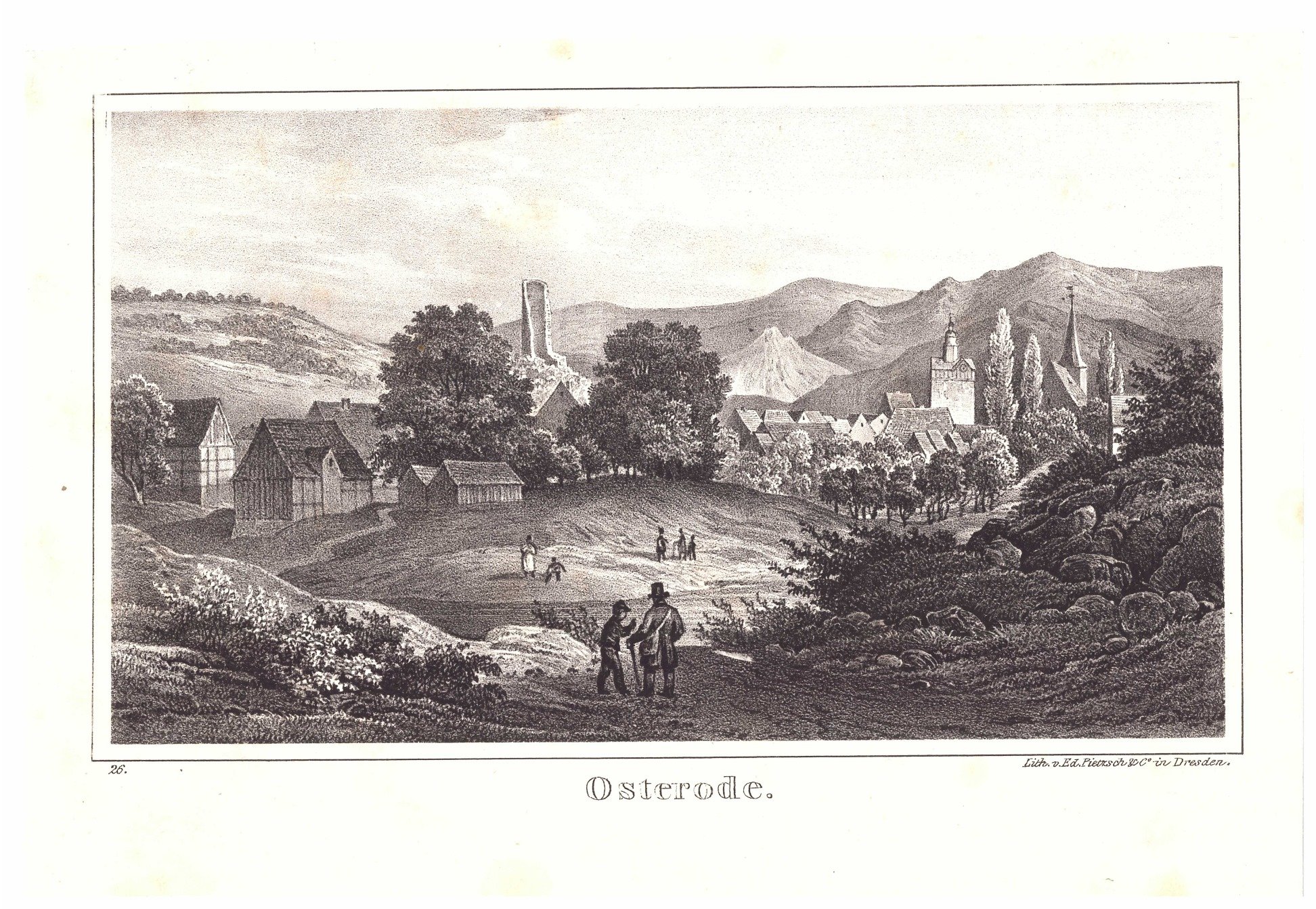 Osterode am Harz: Stadt von Westen, 1840 (aus: Borussia Saxonia (Schloß Wernigerode GmbH RR-F)