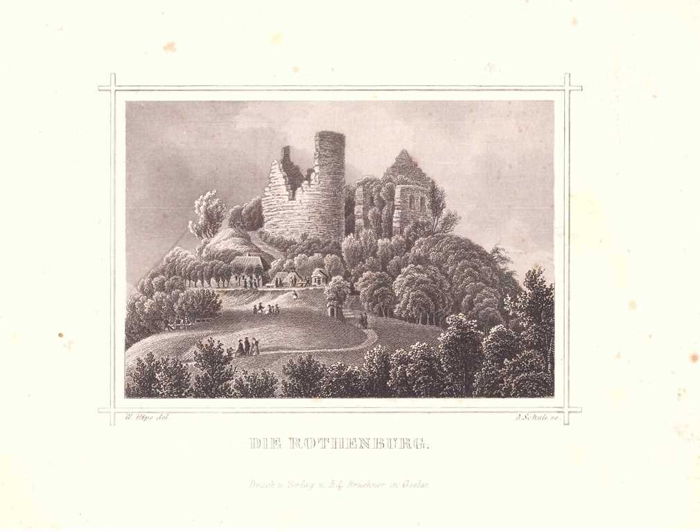 Rothenburg (Kyffhäuserkreis): Ansicht der Burg von Süden, 1855 (aus: Brückner# (Schloß Wernigerode GmbH RR-F)