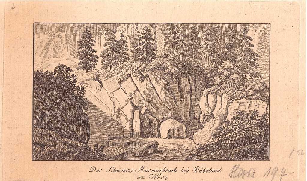 Rübeland, bei: Marmorbruch am Krockstein, um 1810 (Wiederhold: Stammbuchblatt) (Schloß Wernigerode GmbH RR-F)