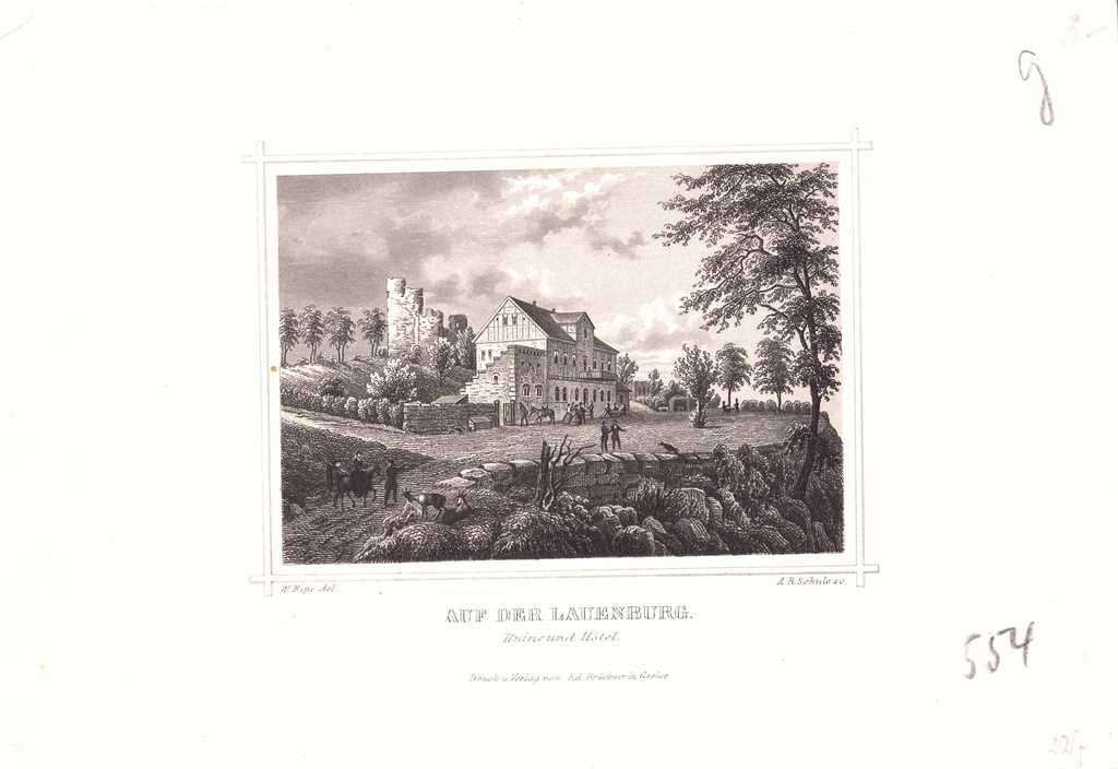 Stecklenberg: Lauenburg von Osten, 1855 (aus: Brückner "Der Harz") (Schloß Wernigerode GmbH RR-F)