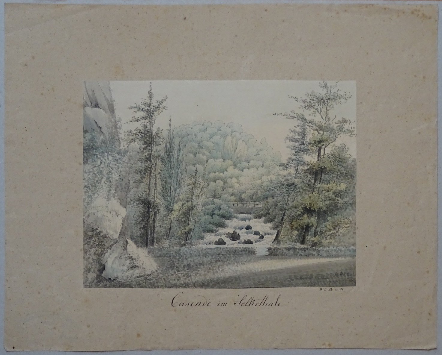 Selketal: Wasserfall im Tal, von Wilhelm Günther Bleichrodt, um 1820 (Schloß Wernigerode GmbH RR-F)