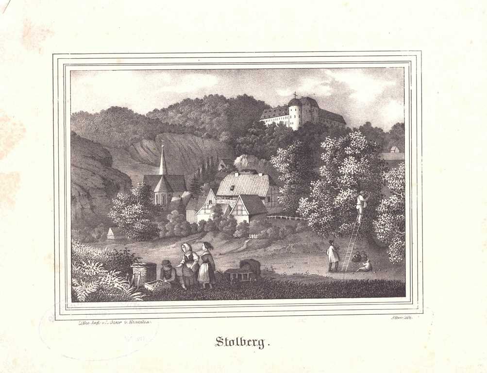 Stolberg (Harz): Stadt und Schloss von Osten, um 1860 (Schloß Wernigerode GmbH RR-F)