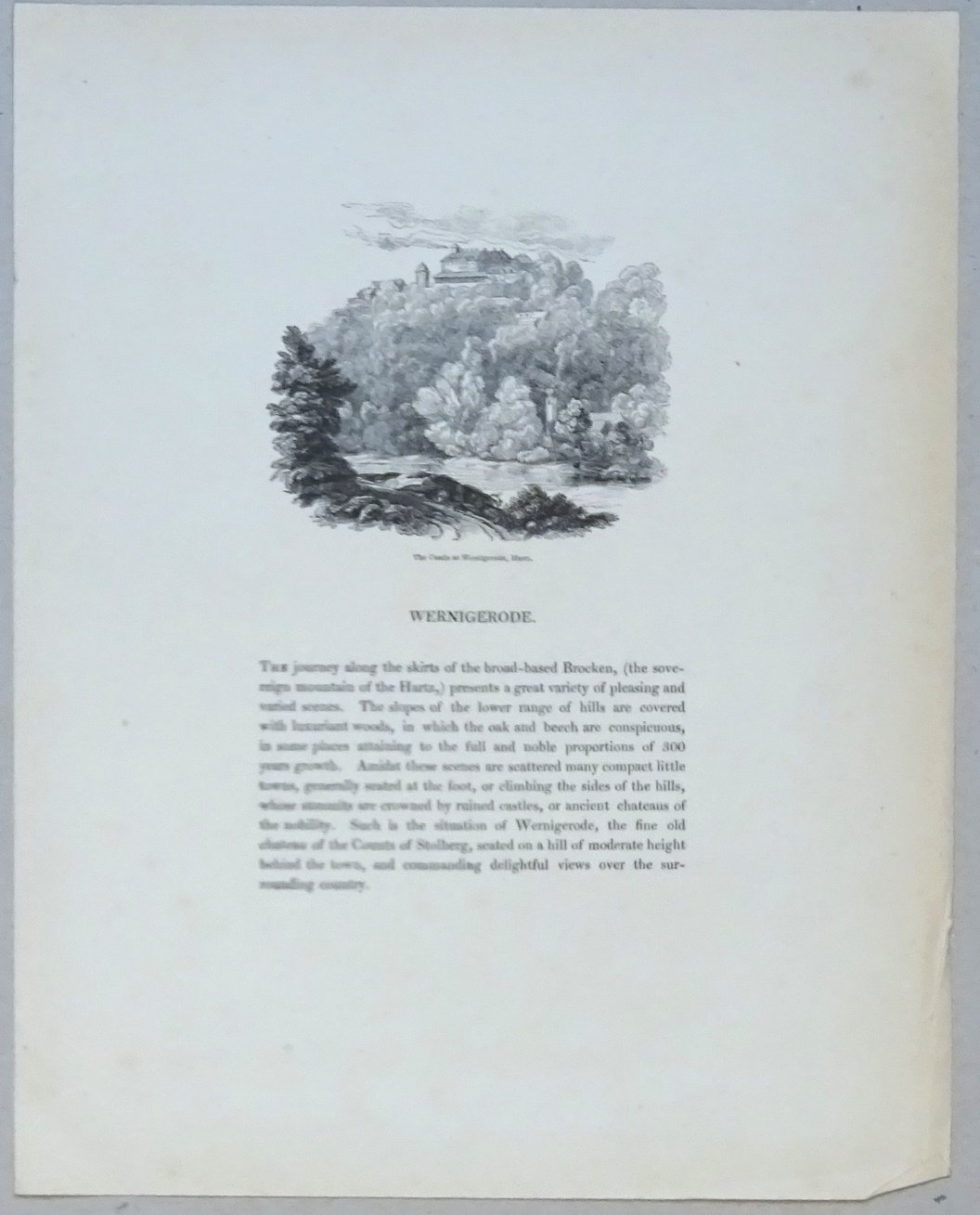 Wernigerode: Schloß über die Holtemme, 1820 (aus: Jennings "Scenery") (Schloß Wernigerode GmbH RR-F)