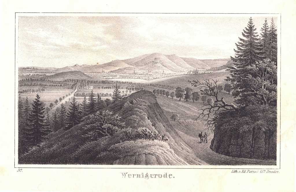 Wernigerode: Wernigerode von Norden vom Ziegenrücken, 1841 (aus: Pietzsch (Schloß Wernigerode GmbH RR-F)