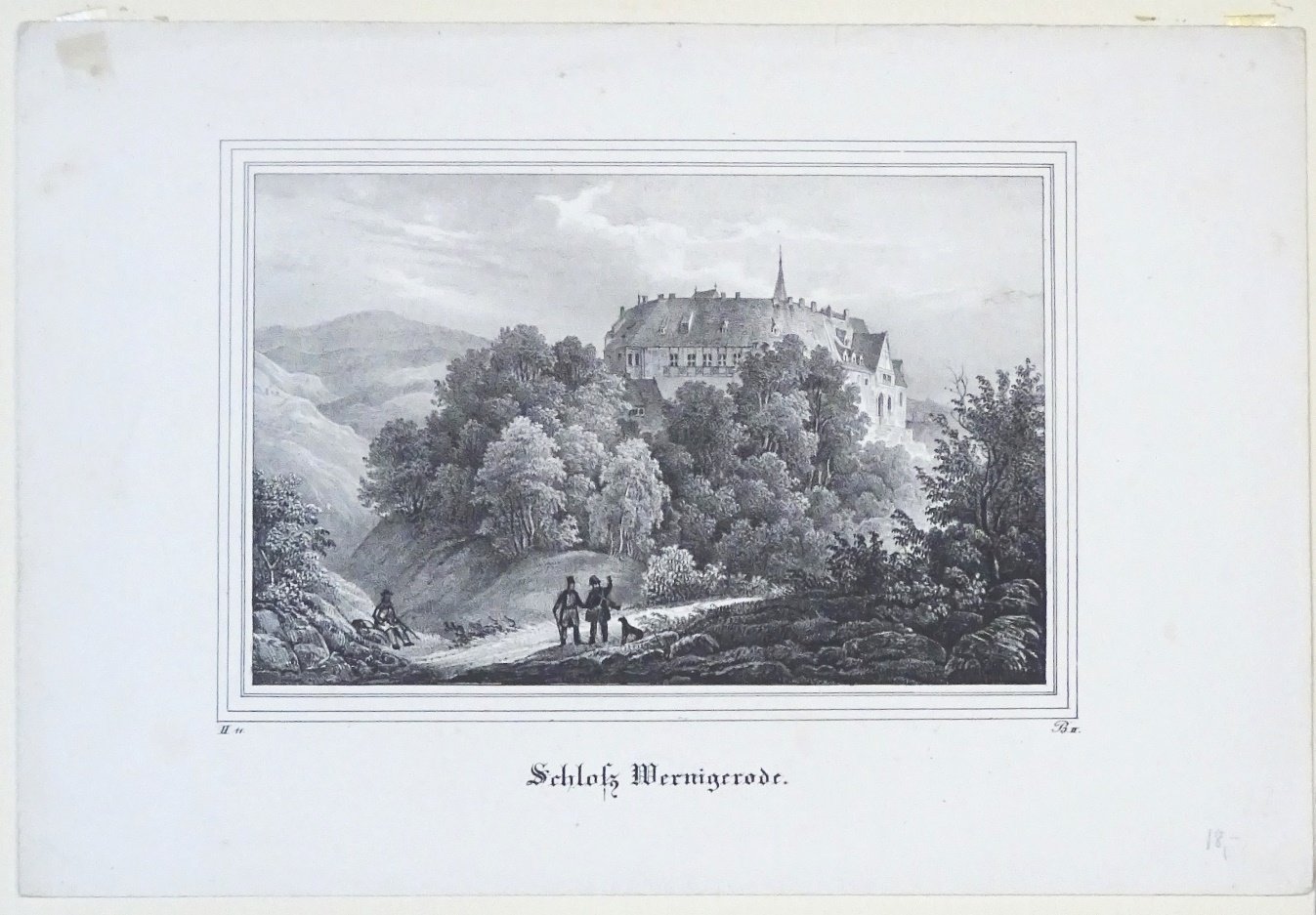 Wernigerode: Schloß vom Agnesberg aus östlicher Richtung, 1841? (aus: Borussia?) (Schloß Wernigerode GmbH RR-F)
