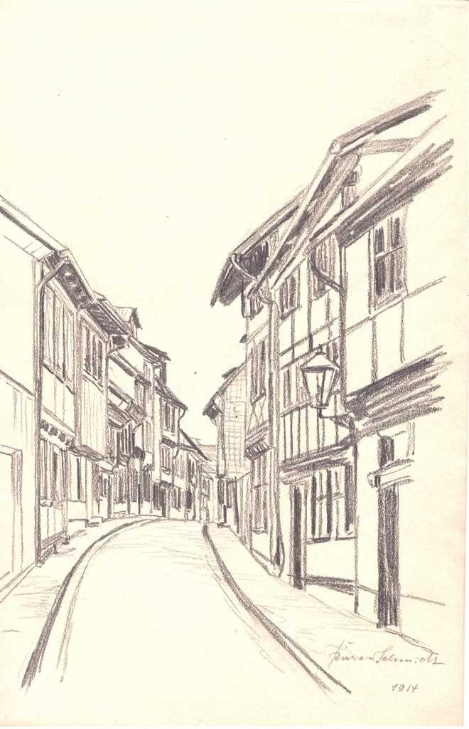 Straße in Wernigerode, von Richard Schmidt, 1914 (Schloß Wernigerode GmbH RR-F)
