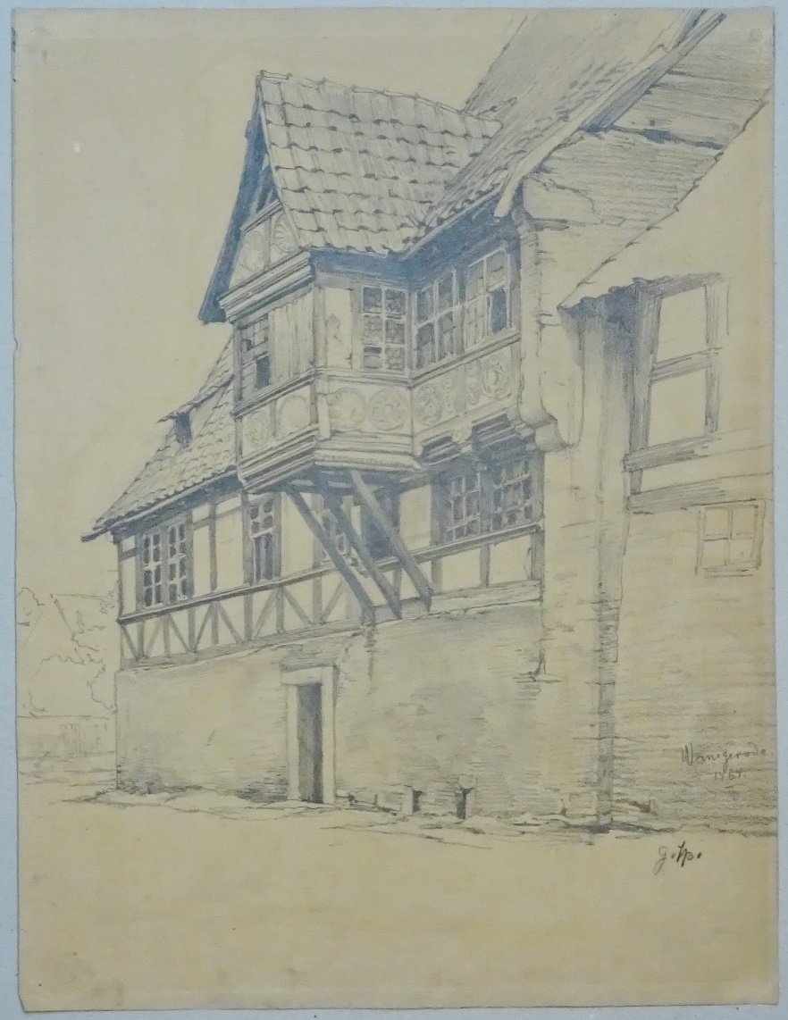 Das Gadenstedtsche Haus in Wernigerode, von Goltz gezeichnet, 1865 (Schloß Wernigerode GmbH RR-F)