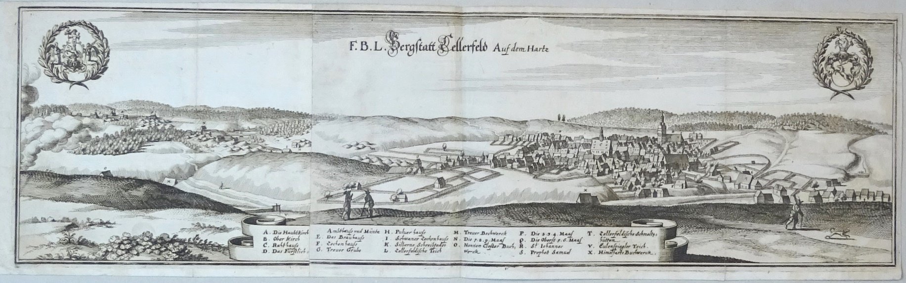 Zellerfeld: Bergstadt von Süden, 1654 (aus: Merian "Braunschweig") (Schloß Wernigerode GmbH RR-F)