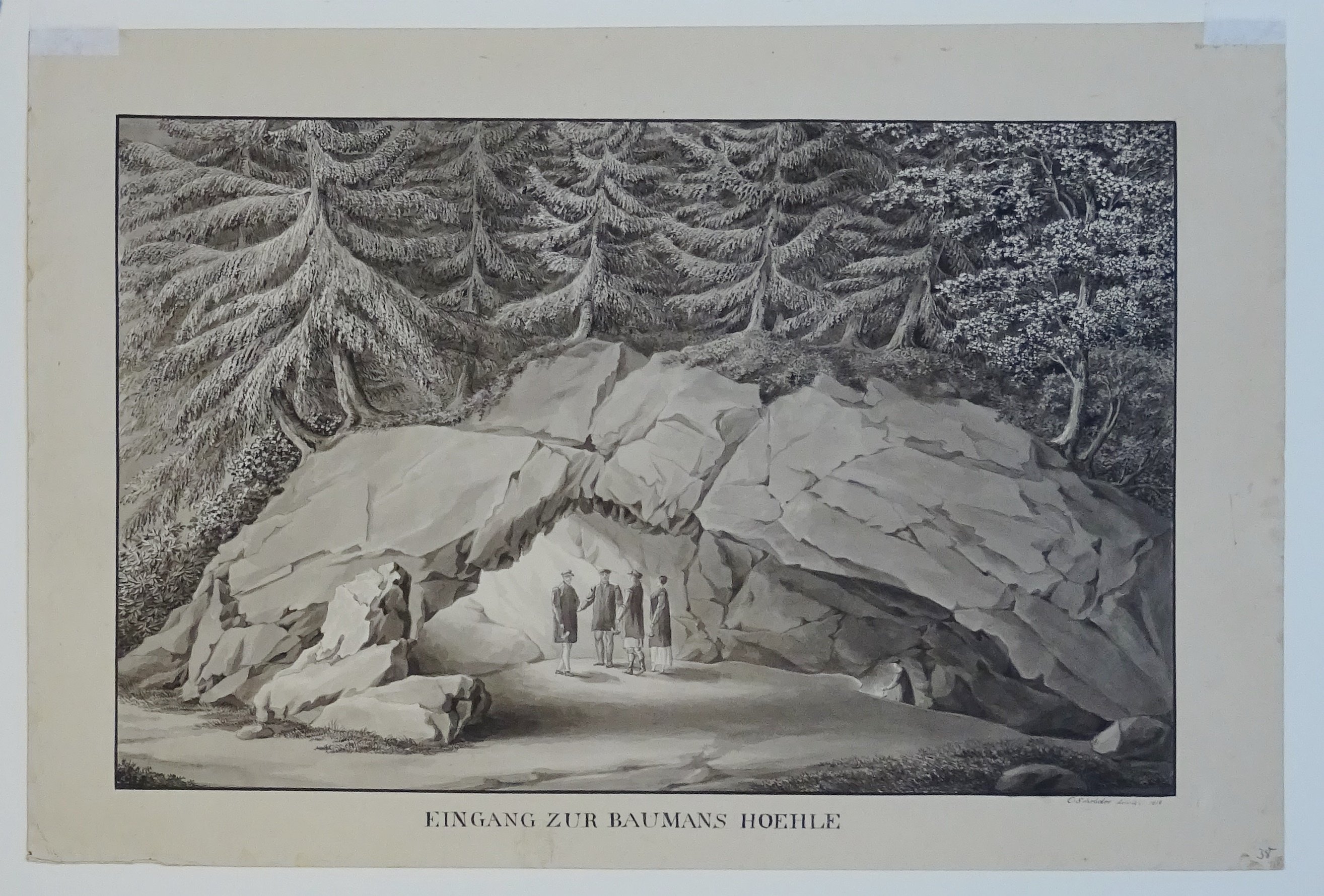 Eingang zur Baumannshöhle, von C. Schröder, 1818 (Schloß Wernigerode GmbH RR-F)