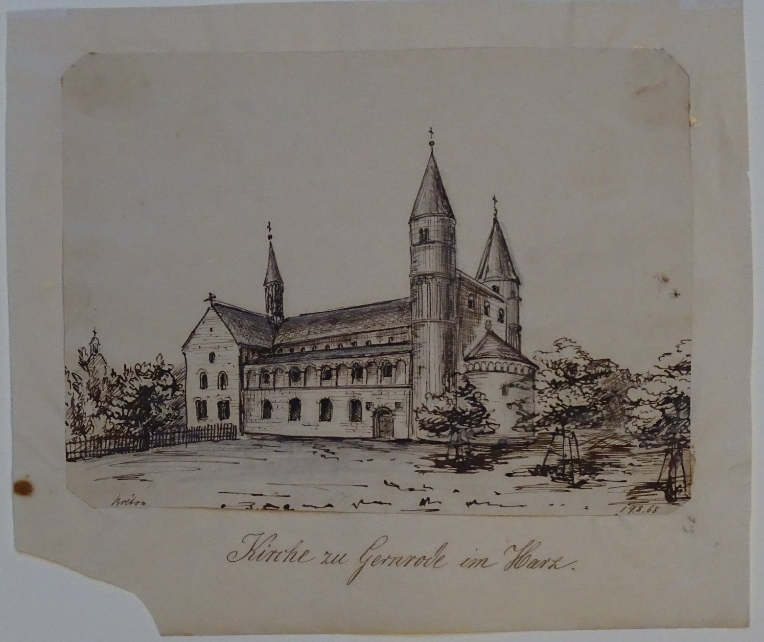 Gernrode: Stiftskirche, gezeichnet von Breton, 19. August 1868 (Schloß Wernigerode GmbH RR-F)