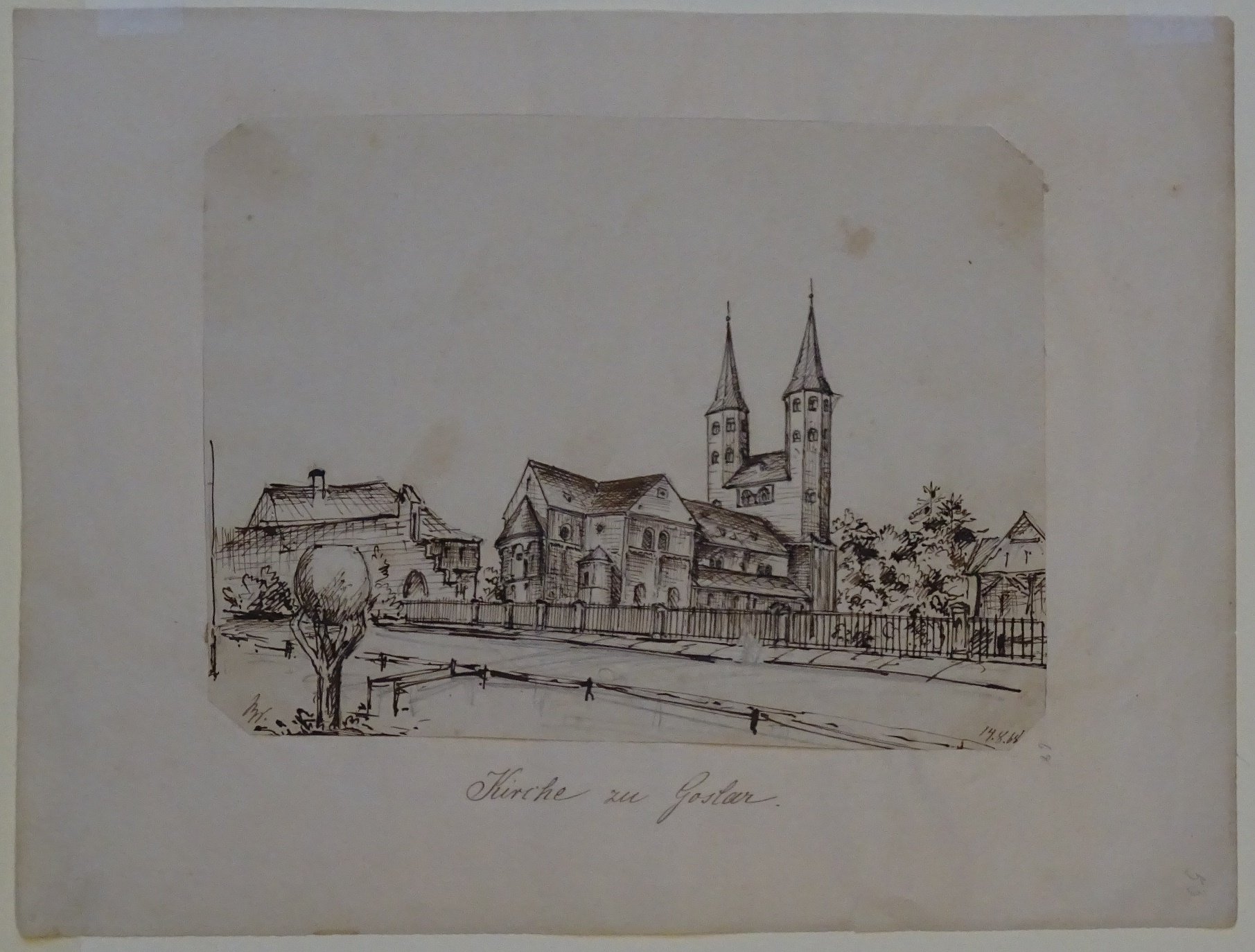 Goslar: Neuwerk-Kirche von Nordosten, gezeichnet von Breton, am 14. August 1868 (Schloß Wernigerode GmbH RR-F)