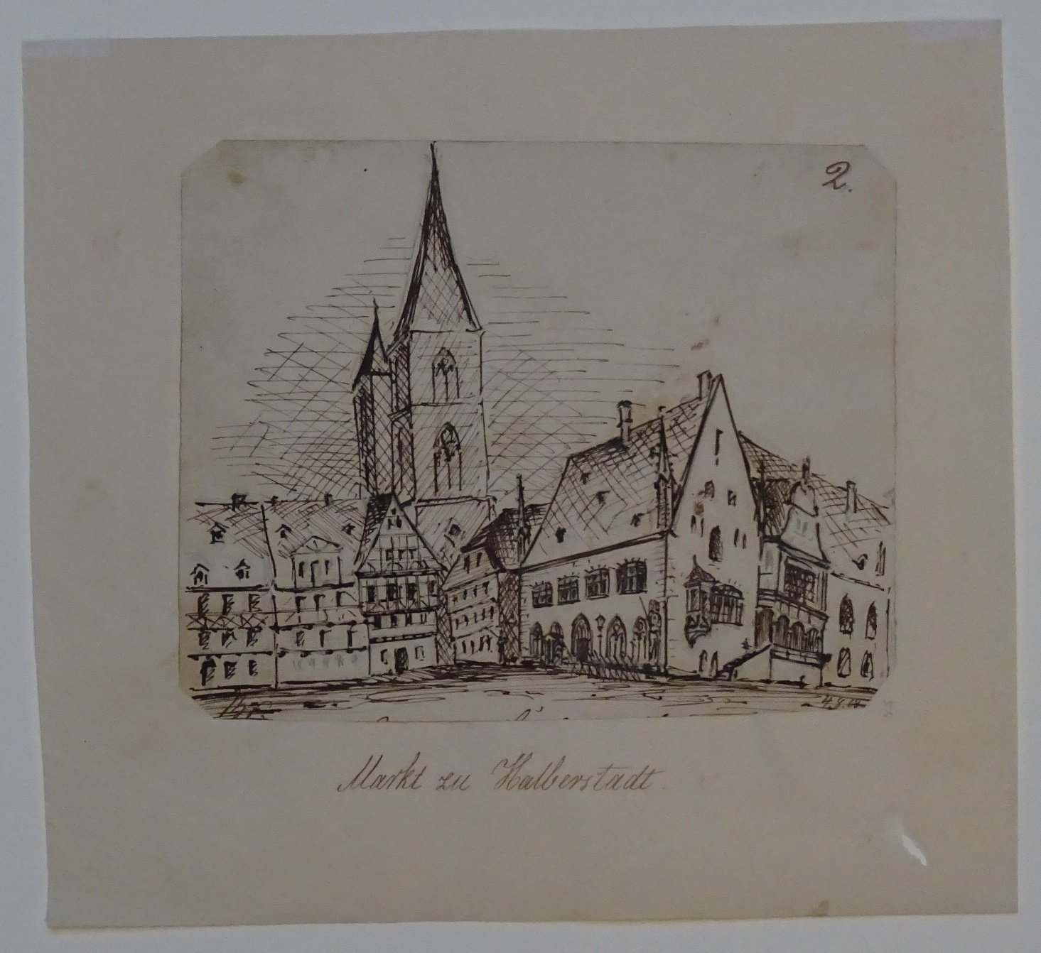 Halberstadt: Holzmarkt mit Rathaus und Martinikirche, 4. August 1868 (Schloß Wernigerode GmbH RR-F)