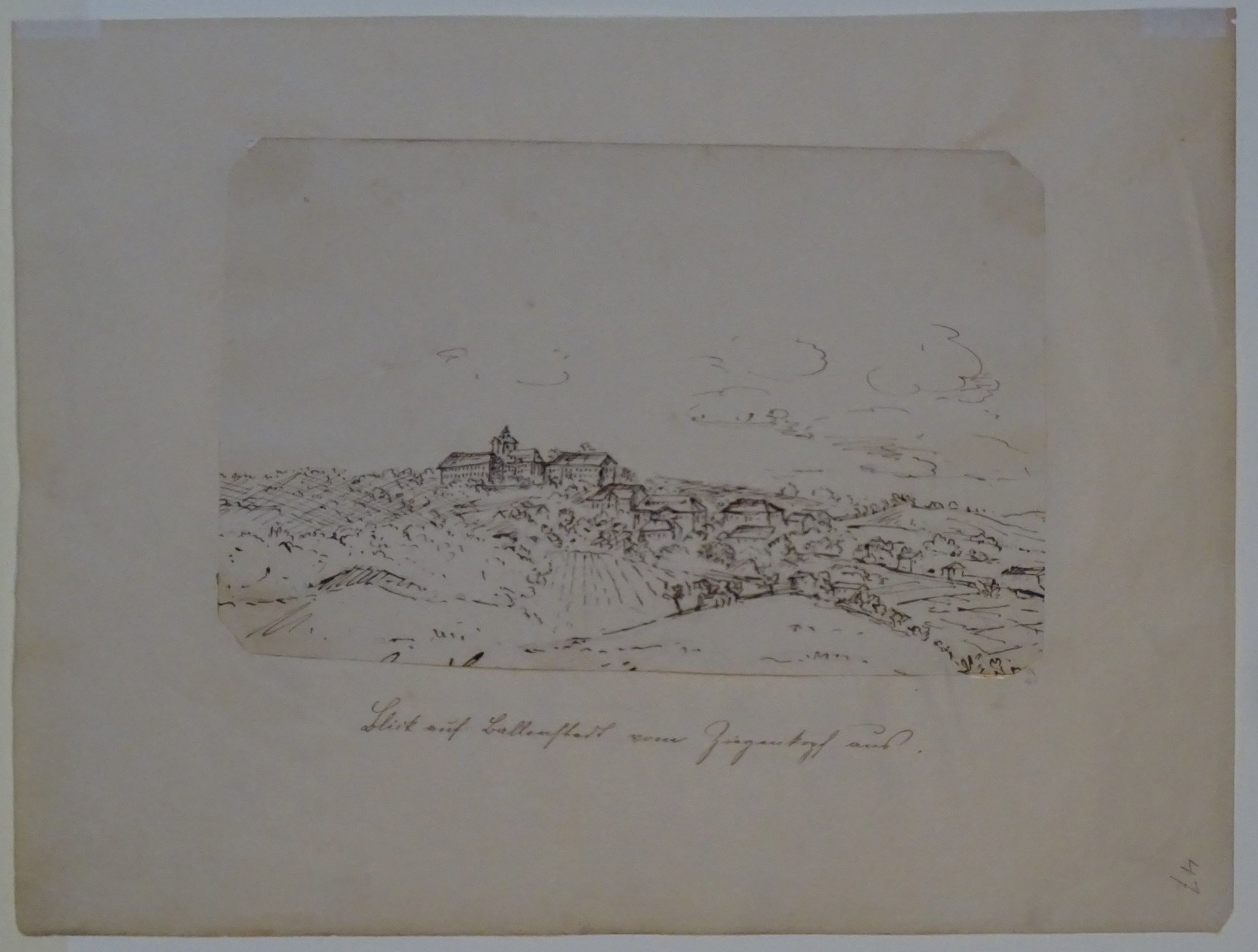 Ballenstedt: Stadt und Umgebung vom Ziegenkopf, von Breton gezeichnet, wohl August 1868 (Schloß Wernigerode GmbH RR-F)
