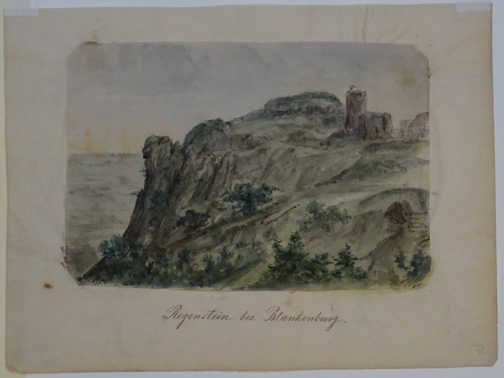 Regenstein: Felsen und Ruine von Südwesten, gezeichnet von Breton, am 17. August 1868 (Schloß Wernigerode GmbH RR-F)
