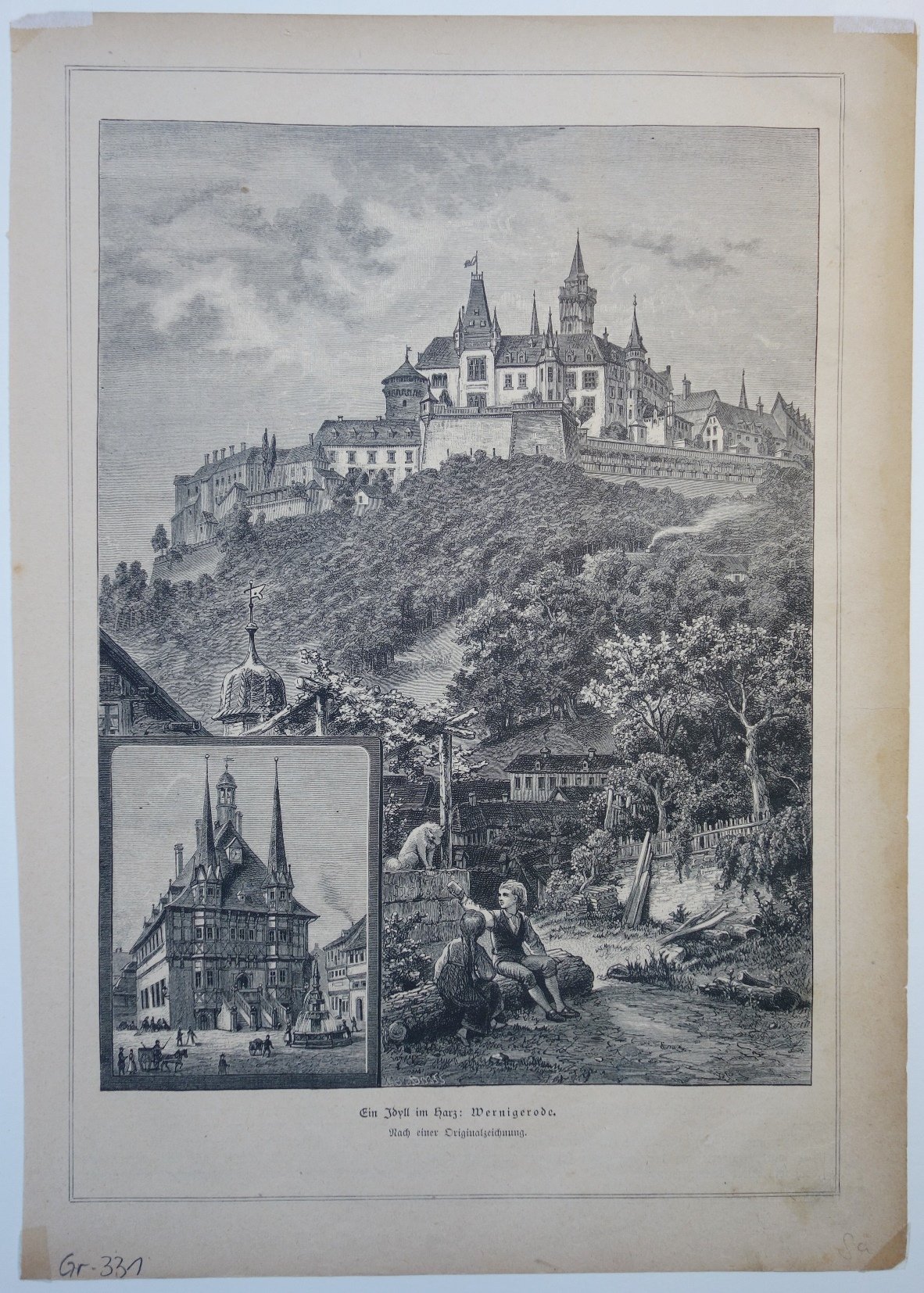 Wernigerode: Schloss nach dem Umbau, um 1880 (Zeitungsblatt) (Schloß Wernigerode GmbH RR-F)