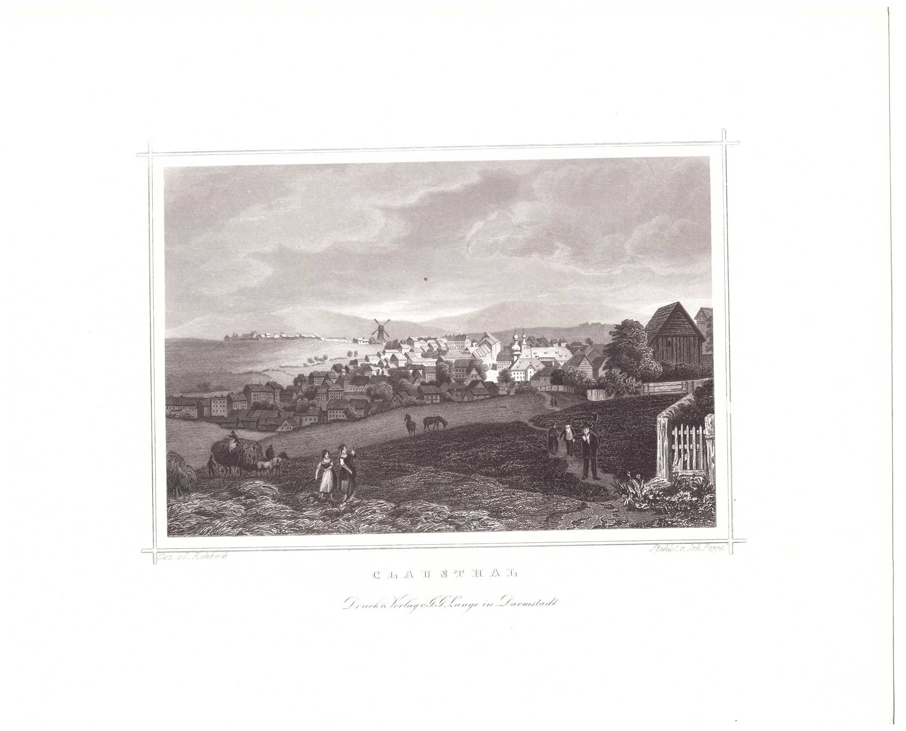 Clausthal: Stadt und Umgebung, um 1854 (aus Lange "Der Harz") (Schloß Wernigerode GmbH RR-F)