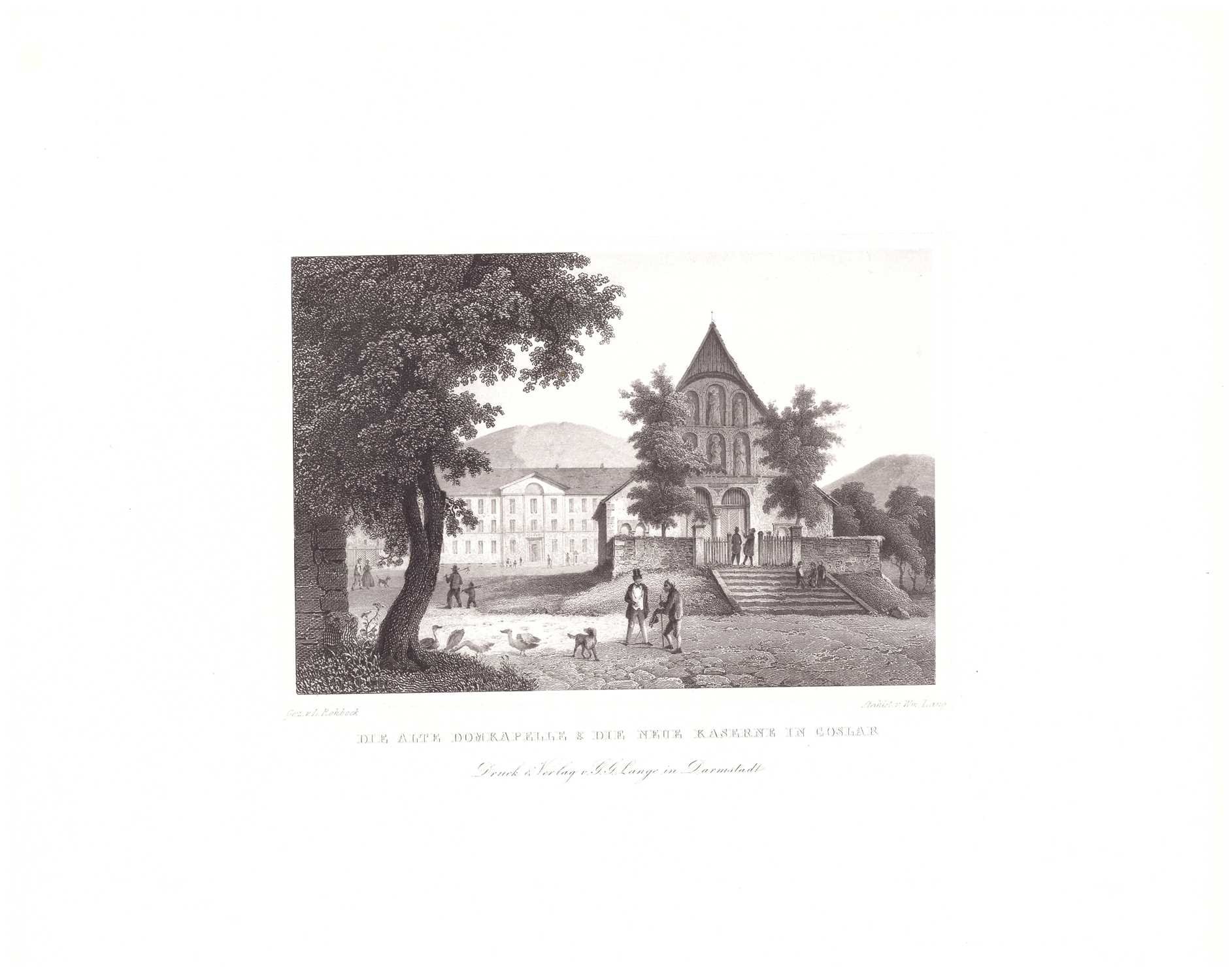Goslar: Kaserne und nördliche Domvorhalle, 1854 (aus: Lange "Der Harz") (Schloß Wernigerode GmbH RR-F)