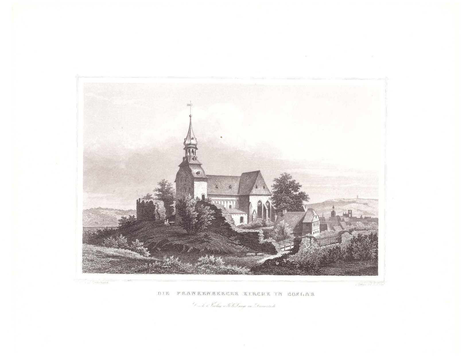 Goslar: Frankenberg-Kirche und Spital Kleines Heiliges Kreuz, 1854 (aus Lange "Der Harz") (Schloß Wernigerode GmbH RR-F)