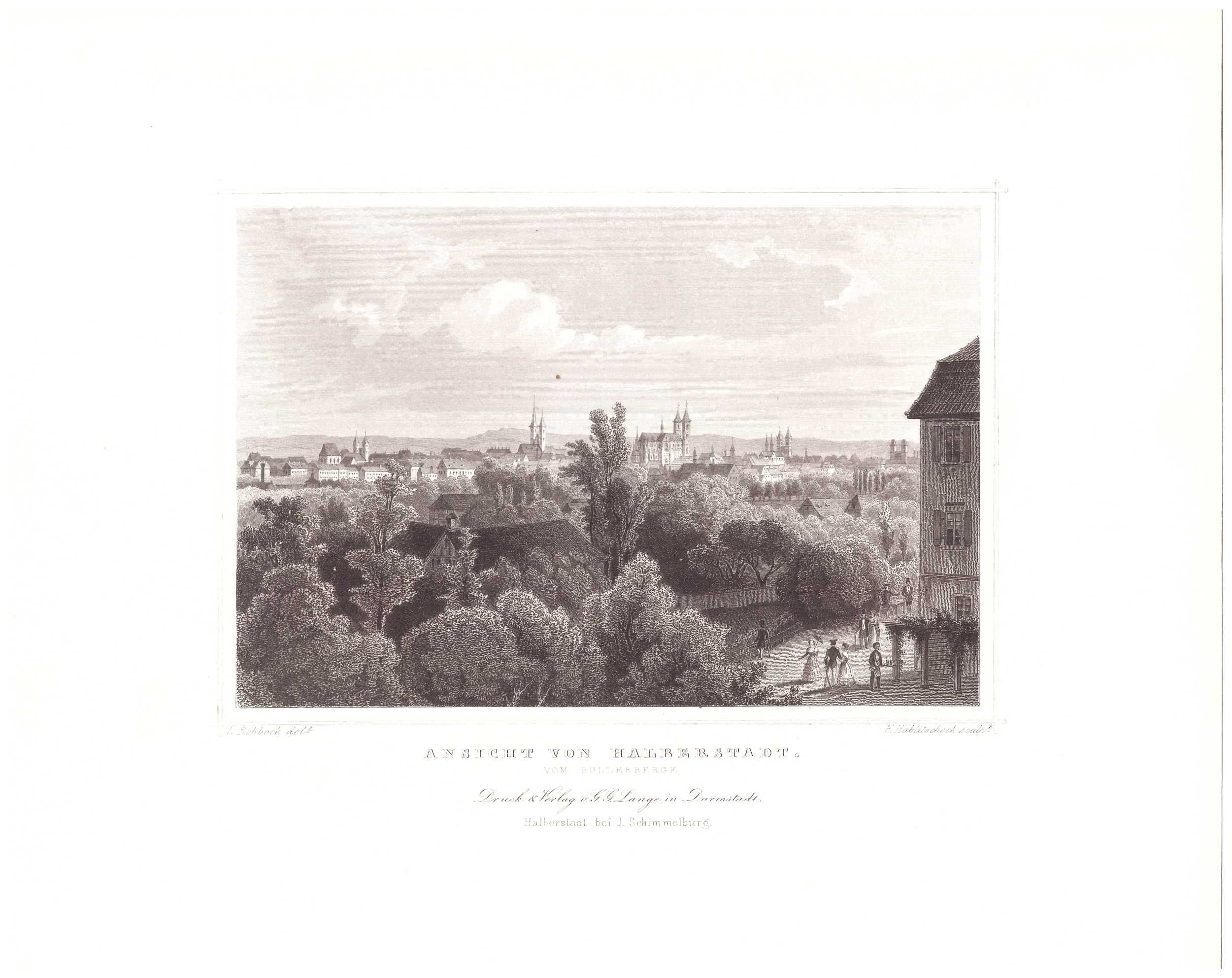 Halberstadt, Stadt von Nordosten, 1854 (aus: Lange "Der Harz") (Schloß Wernigerode GmbH RR-F)