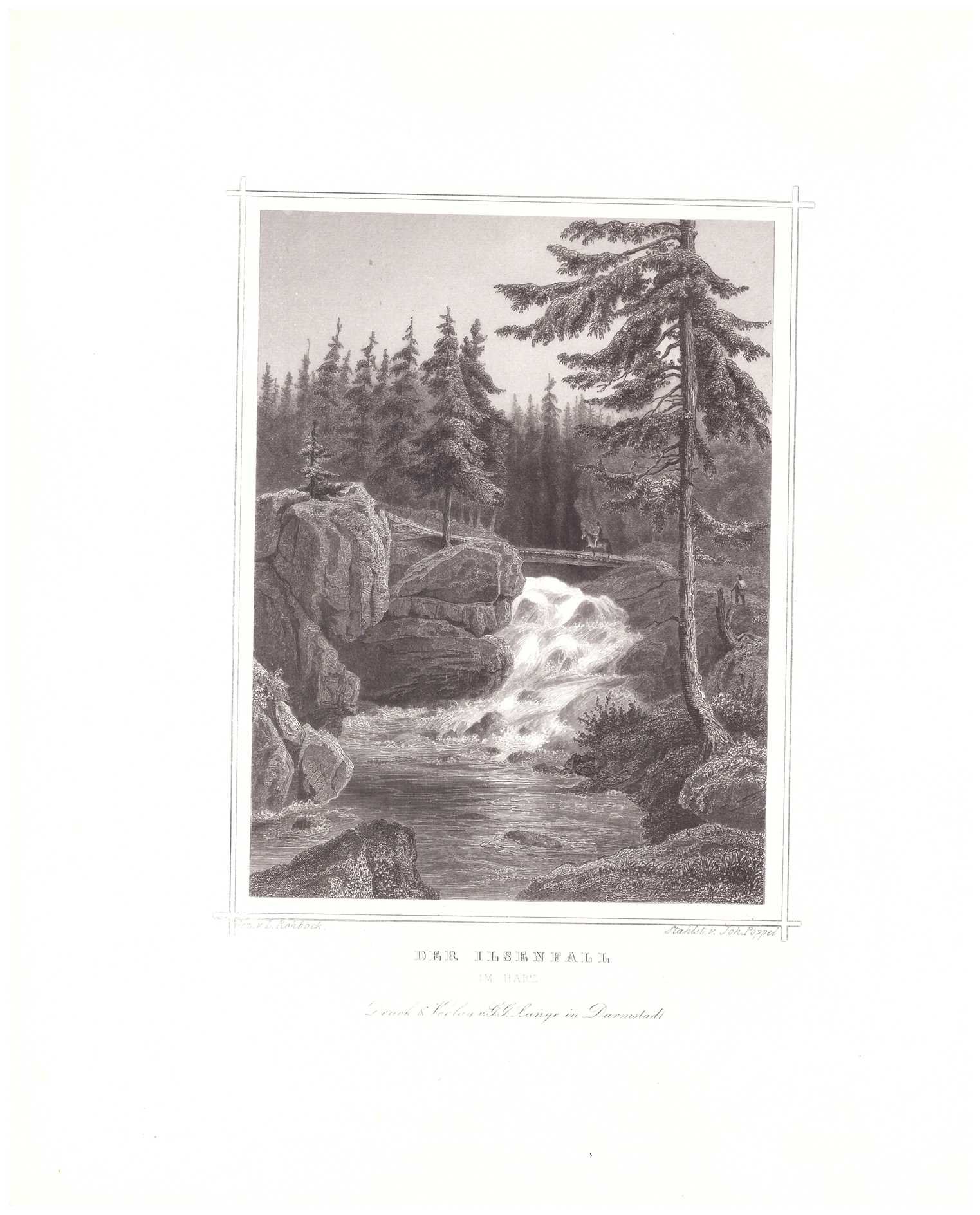 Steinerne Renne: Bach mit Wasserfall, 1854 (aus: Lange "Der Harz") (Schloß Wernigerode GmbH RR-F)
