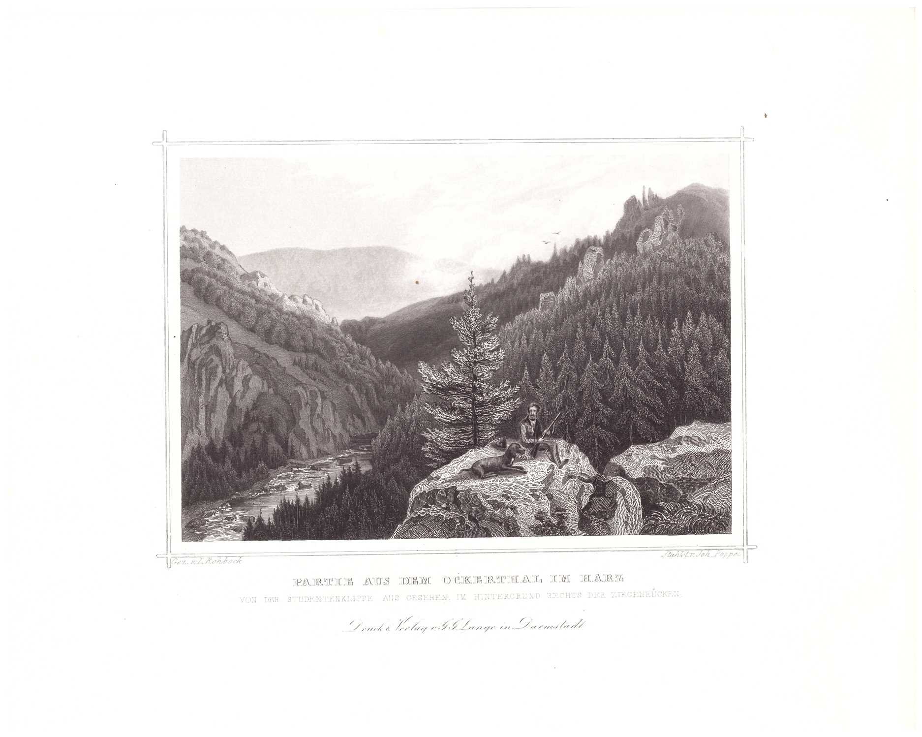 Okertal: Blick von der Studentklippe, 1854 (aus: Lange "Der Harz") (Schloß Wernigerode GmbH RR-F)
