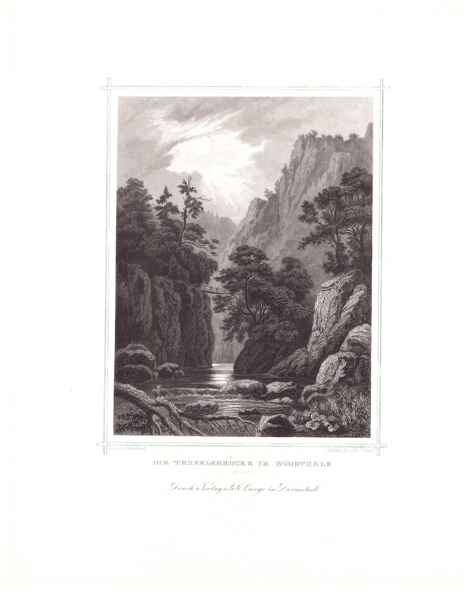 Bodetal: Teufelsbrücke, 1854 (aus: Lange "Der Harz") (Schloß Wernigerode GmbH RR-F)