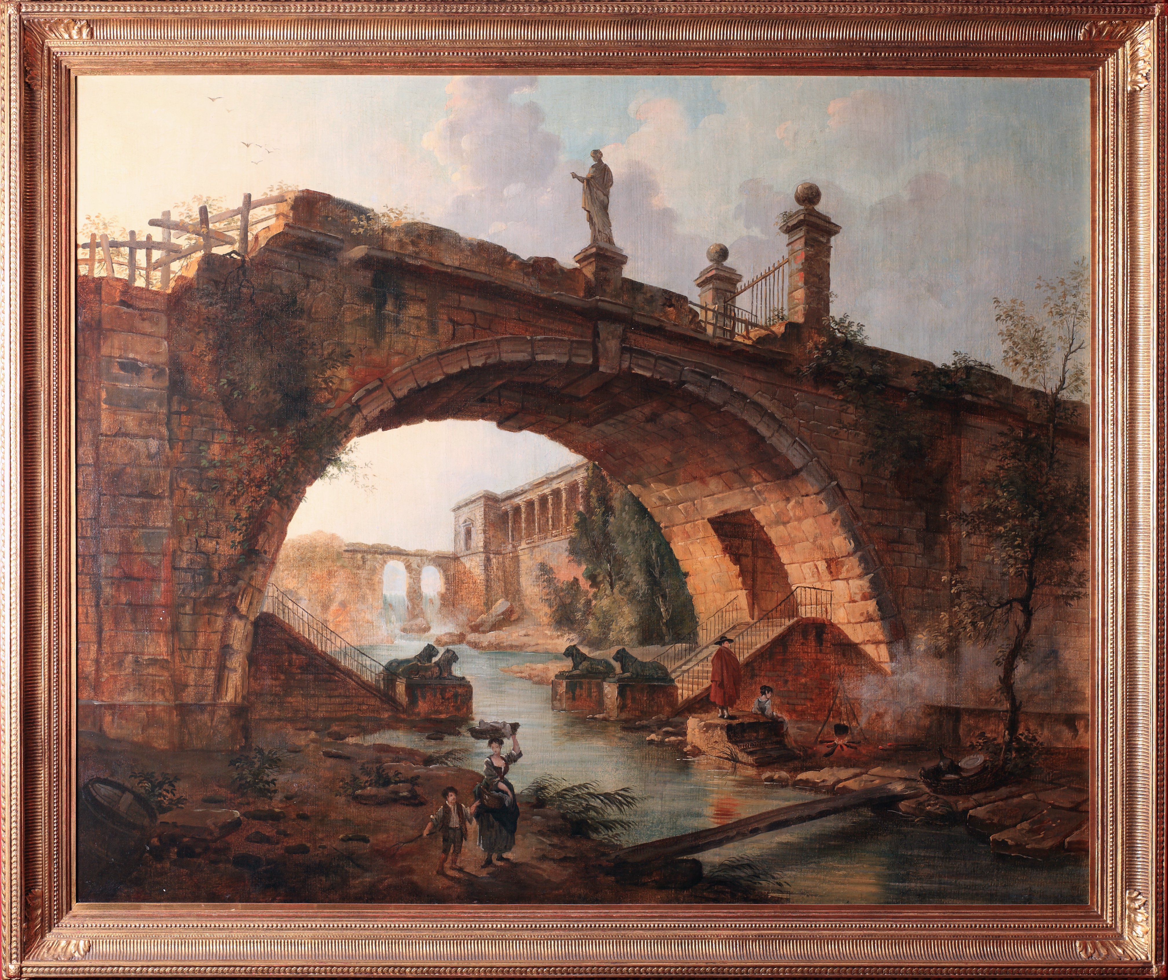 Fantasiearchitektur mit Brücke, von Hubert Robert, um 1770 (Schloß Wernigerode GmbH RR-F)