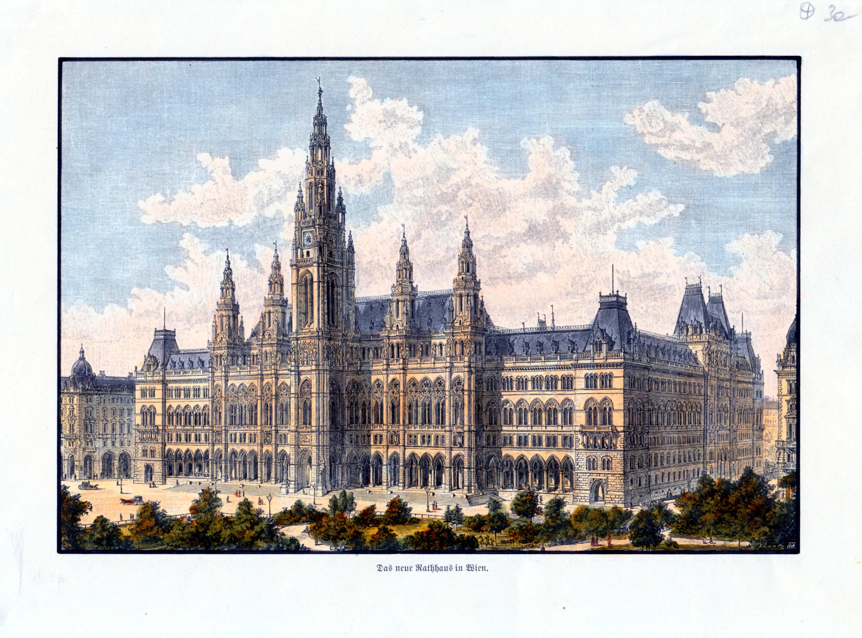 Ansicht des Wiener Rathauses 1888, von Adolf Luntz (Schloß Wernigerode GmbH RR-F)