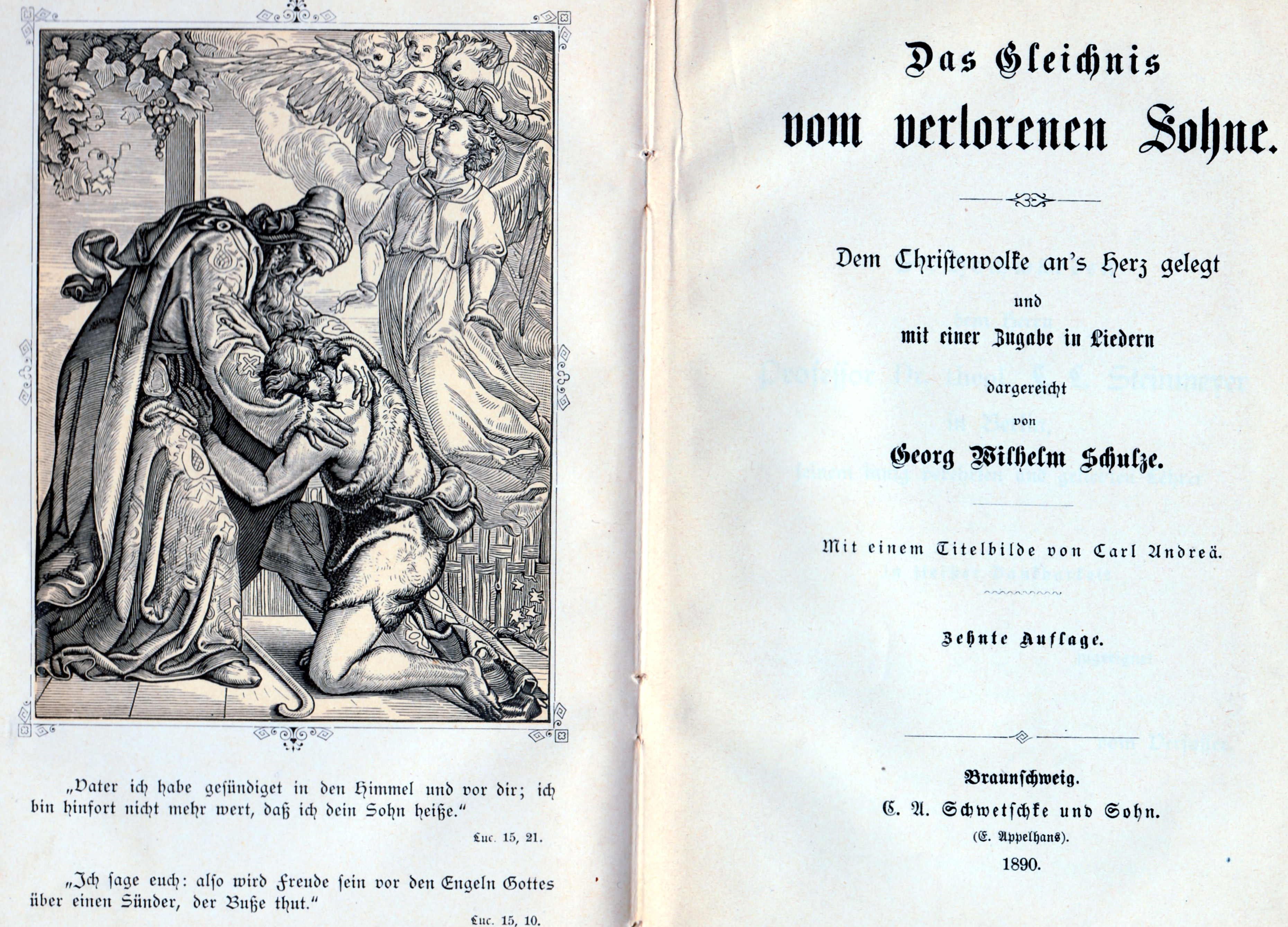 Das Gleichnis vom verlorenen Sohne. 10. Aufl. Braunschweig 1890, von Georg Wilhelm Schulze (Schloß Wernigerode GmbH RR-F)