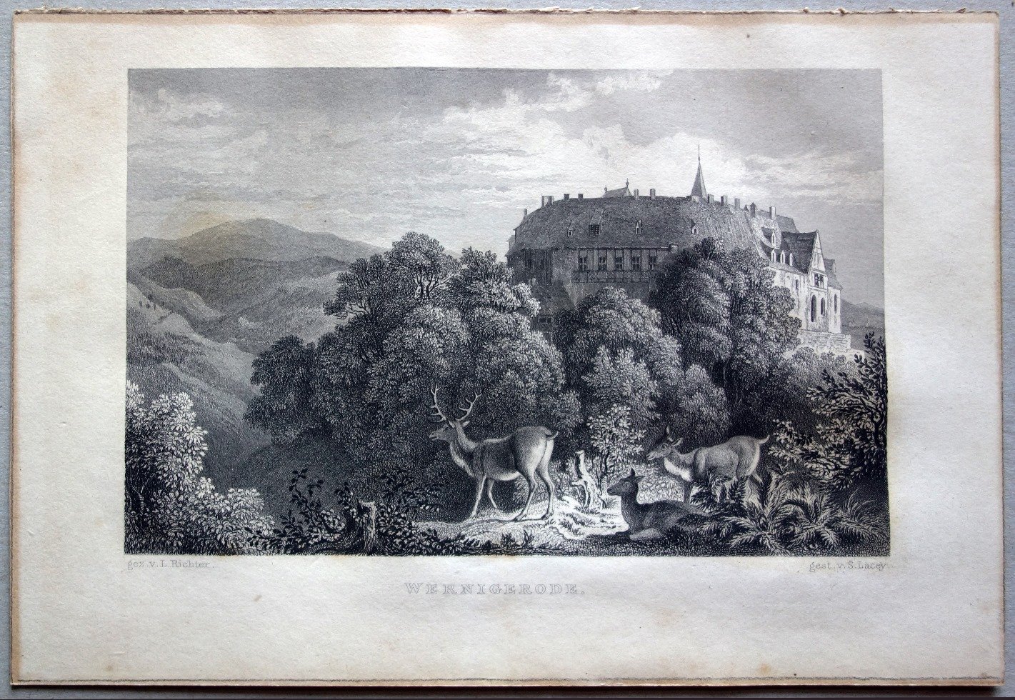 Wernigerode: Schloss und Brocken vom Agnesberg (aus: Wigand) (Schloß Wernigerode GmbH RR-F)