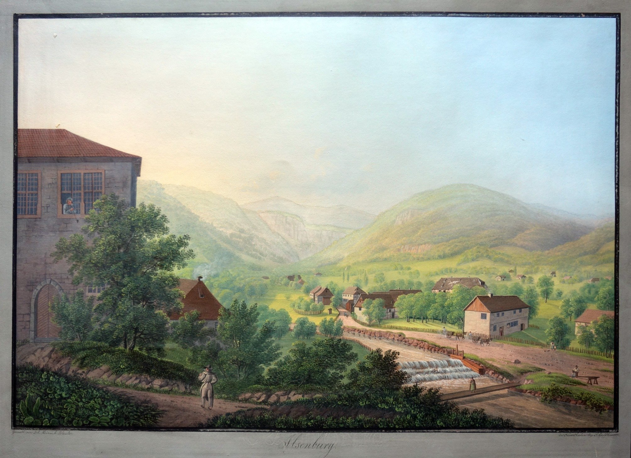 Blick vom Schloß Ilsenburg über die Stadt zum Brocken, von Johann Heinrich Bleuler (Schloß Wernigerode GmbH RR-F)