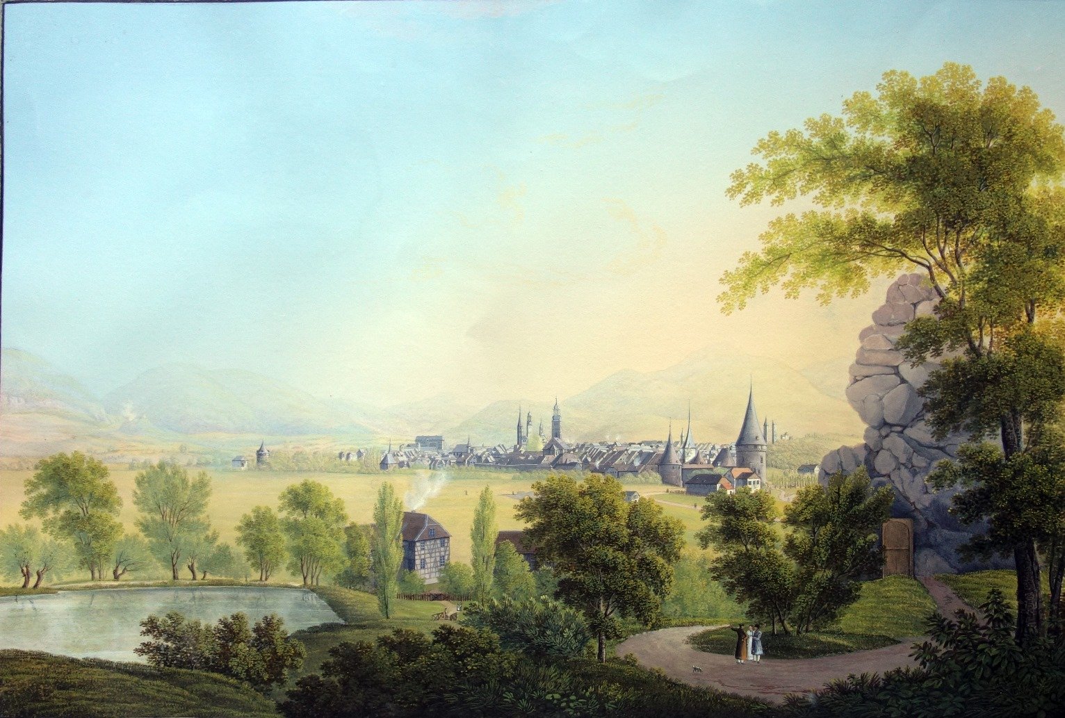 Blick vom Petersberg in westlicher Richtung zur Stadt Goslar, von Johann Heinrich Bleuler (Schloß Wernigerode GmbH RR-F)
