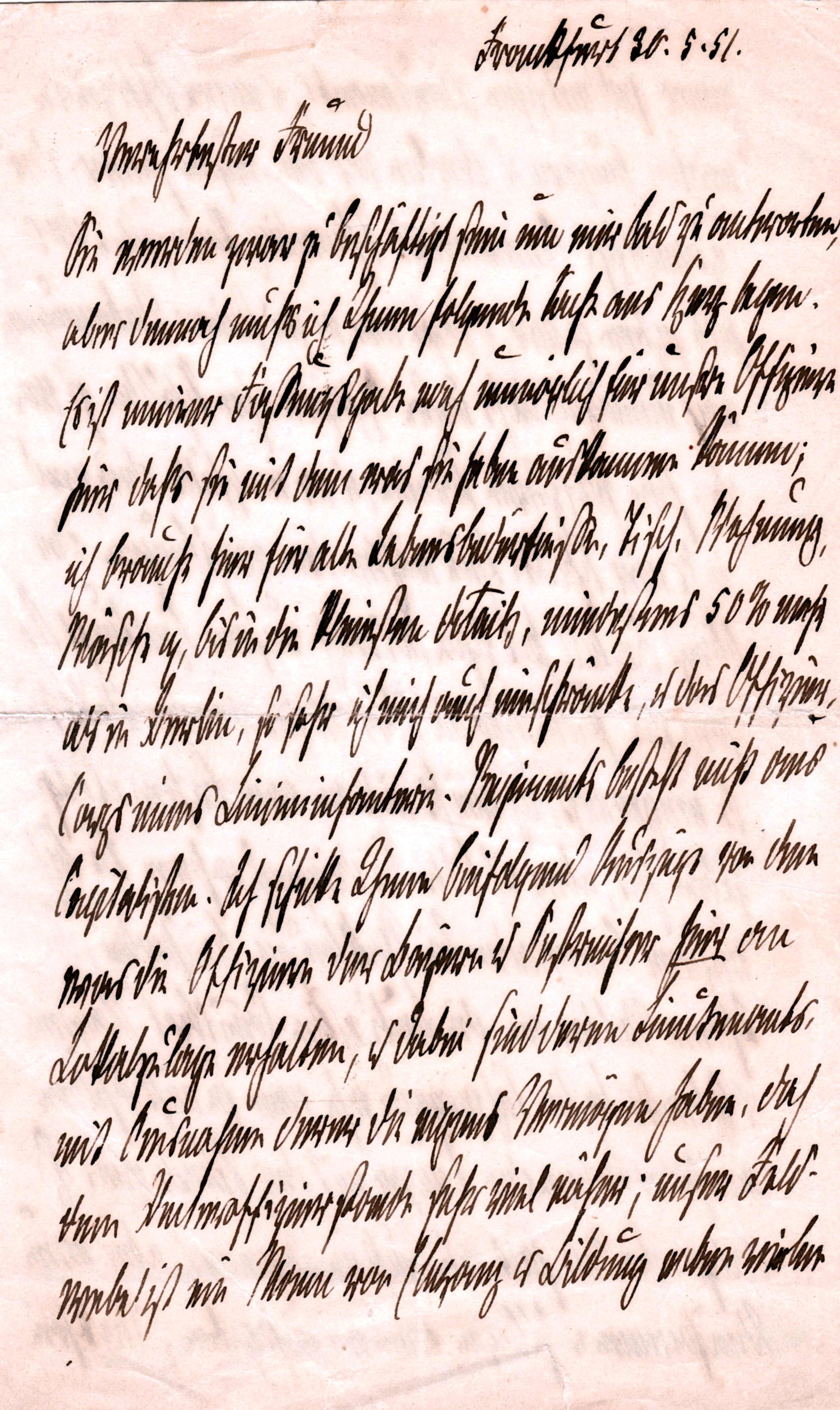 Brief von Otto von Bismarck (1815-1898) an einen Freund, Frankfurt am Main, 1851 (Schloß Wernigerode GmbH RR-F)