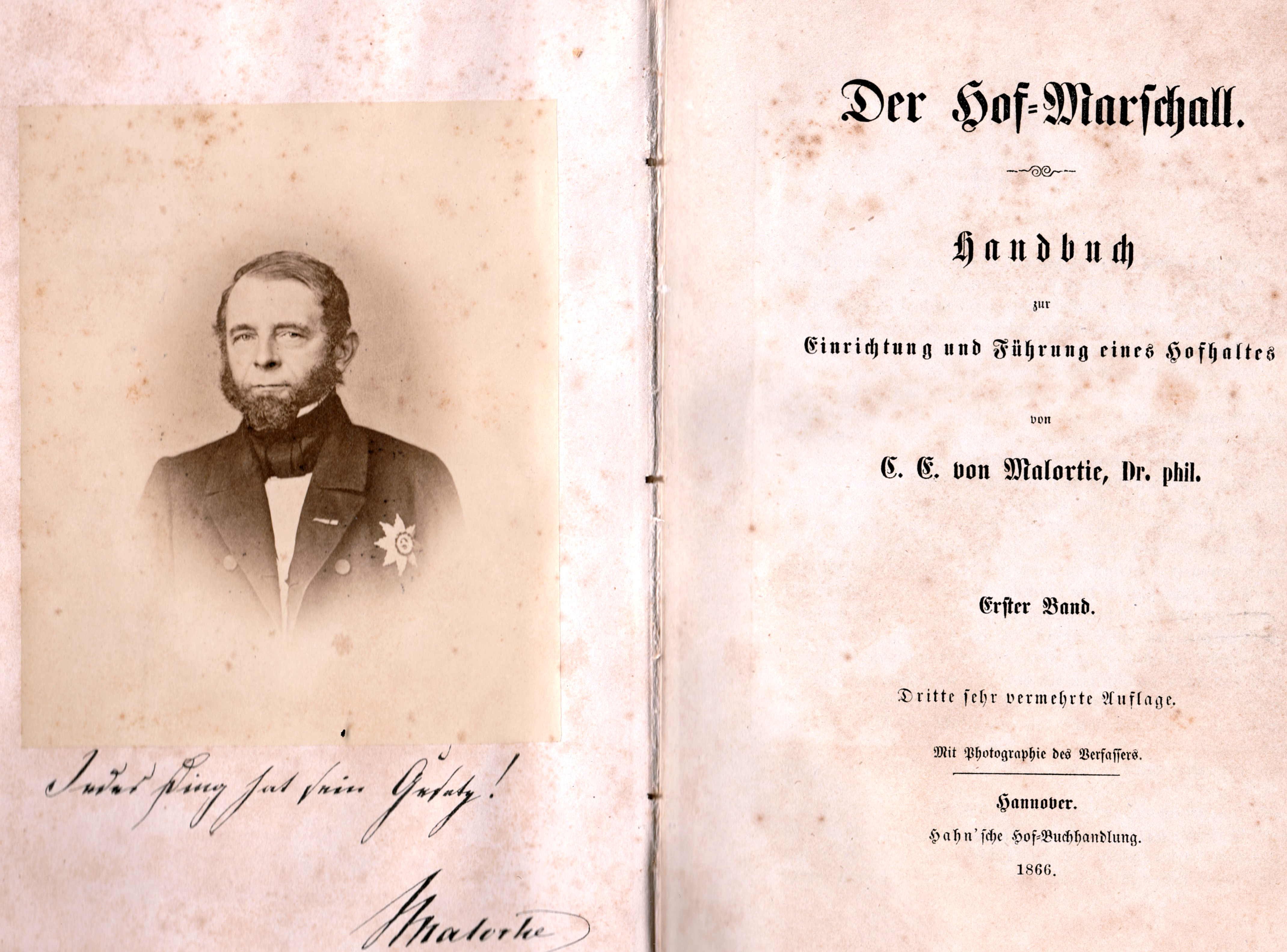 Der Hof-Marschall, 2 Bde. Handbuch des hannoverschen Hofmarschalls Ernst von Malortie, 1866 und 1867 (Schloß Wernigerode GmbH RR-F)